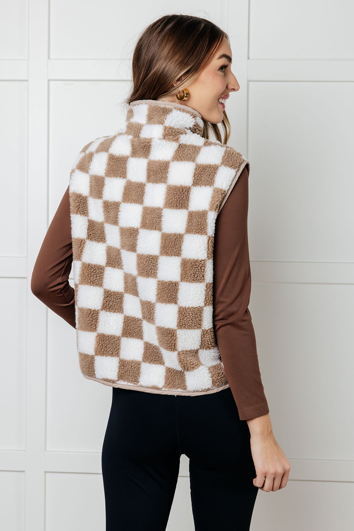 Check it Out Checkered Fleece Vest - Charming Charlie