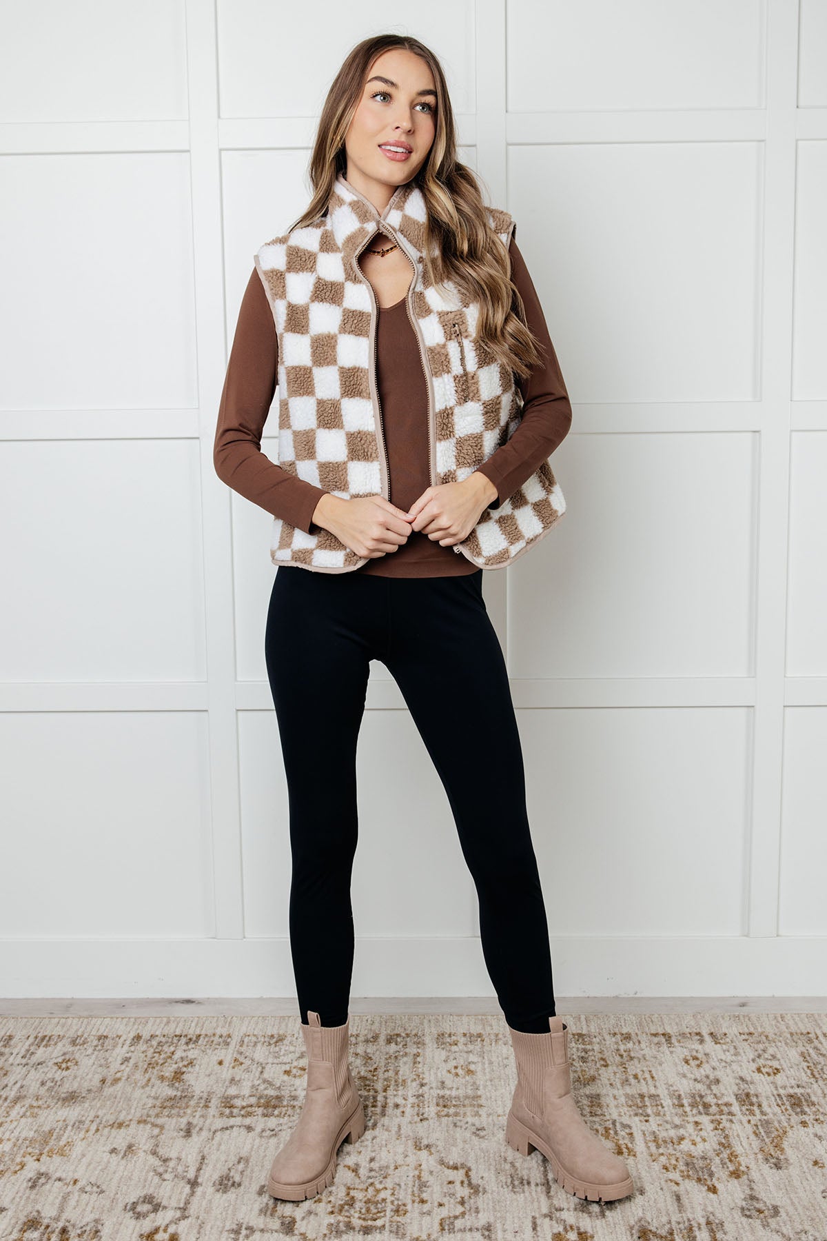 Check it Out Checkered Fleece Vest - Charming Charlie