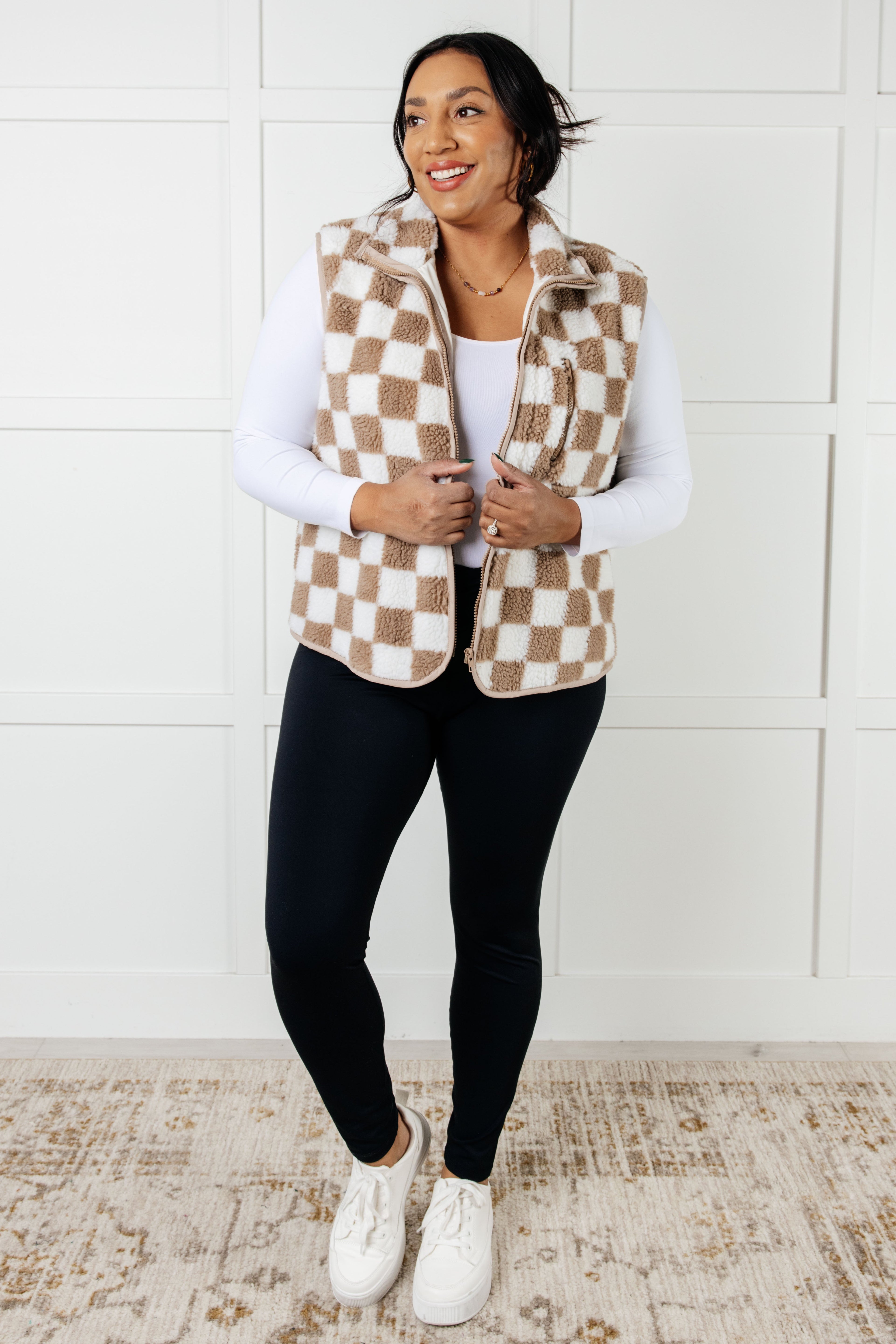 Check it Out Checkered Fleece Vest - Charming Charlie