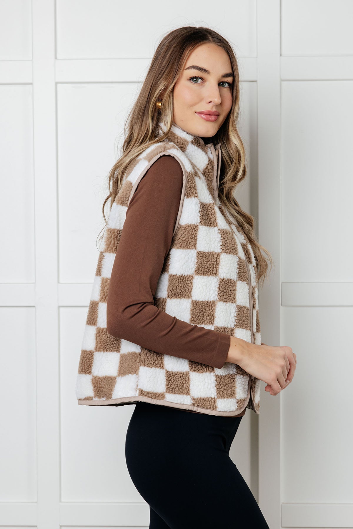 Check it Out Checkered Fleece Vest - Charming Charlie