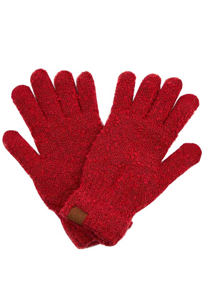 Chilli Pepper C C solid boucle gloves, These boucle gloves are designed nicely that enrich your beauty and highlight and/or contrast many different outfits. Stay warm and cozy with these gloves in winter or cold weather. Different color variations give you the opportunity to coordinate with different outfits in style. Perfect pair for the holiday season, outdoor activity, camping, running, skiing, and holiday shopping. Stay beautiful and warm!