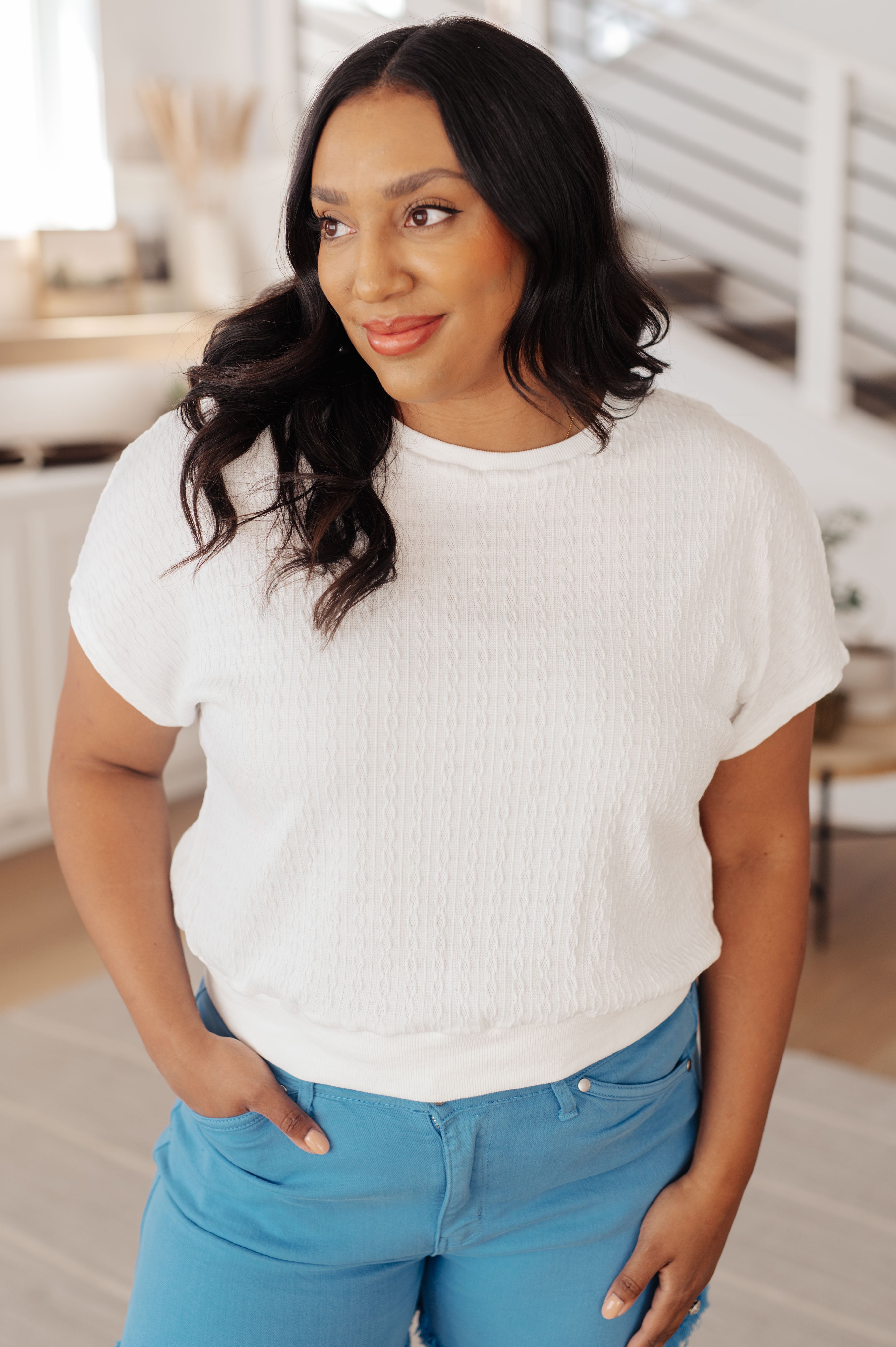 Clearly Classic Short Sleeve Top in White - Charming Charlie
