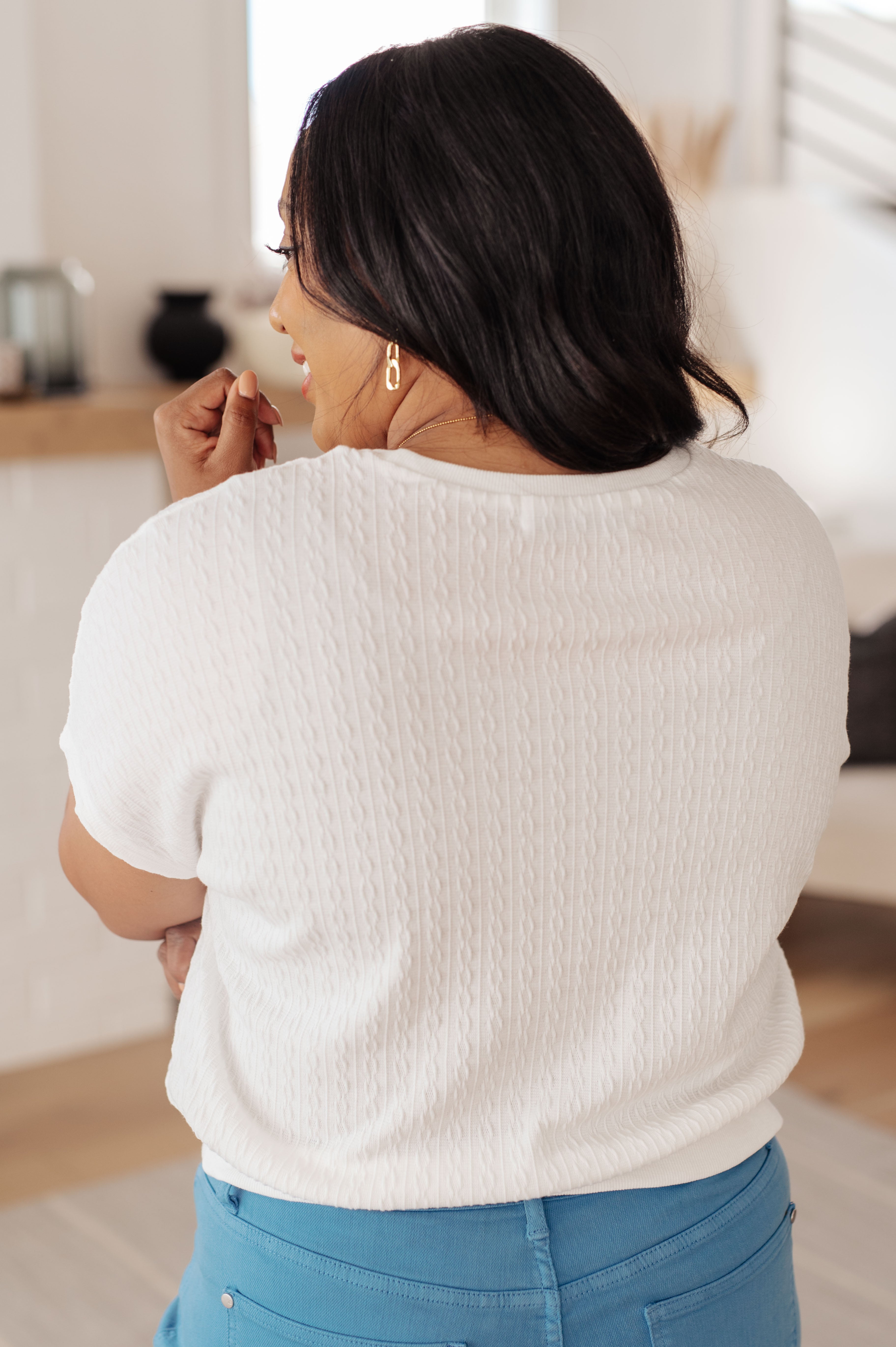 Clearly Classic Short Sleeve Top in White - Charming Charlie