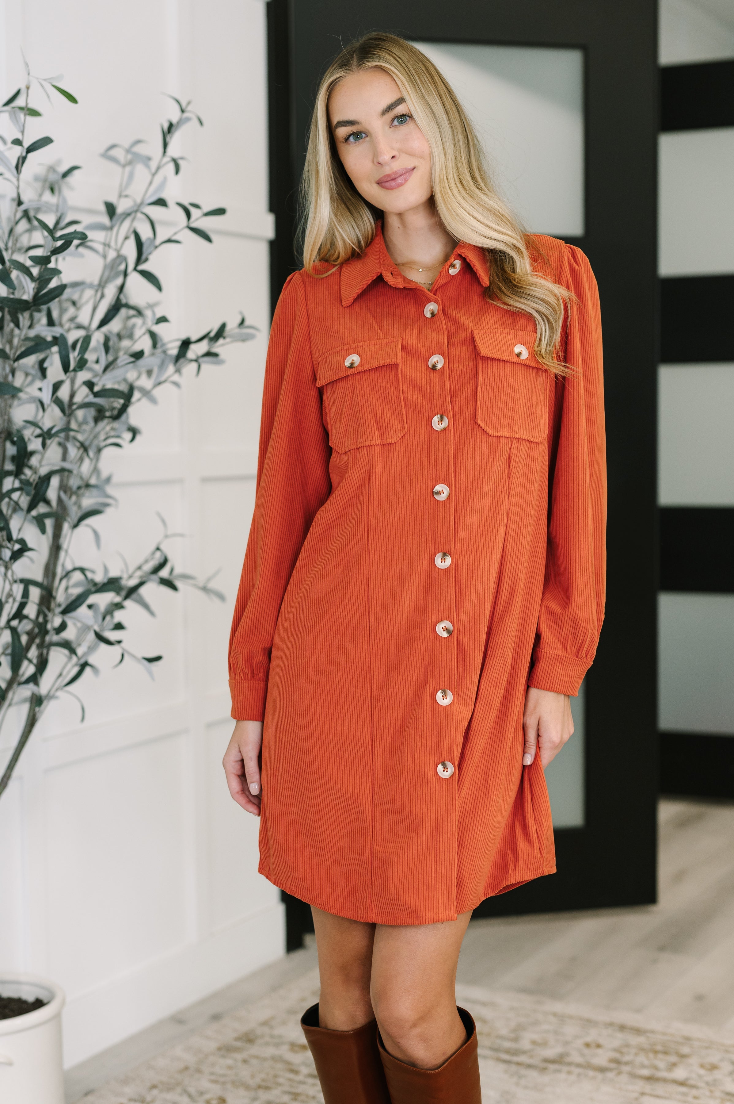 Clever in Corduroy Shirt Dress - Charming Charlie