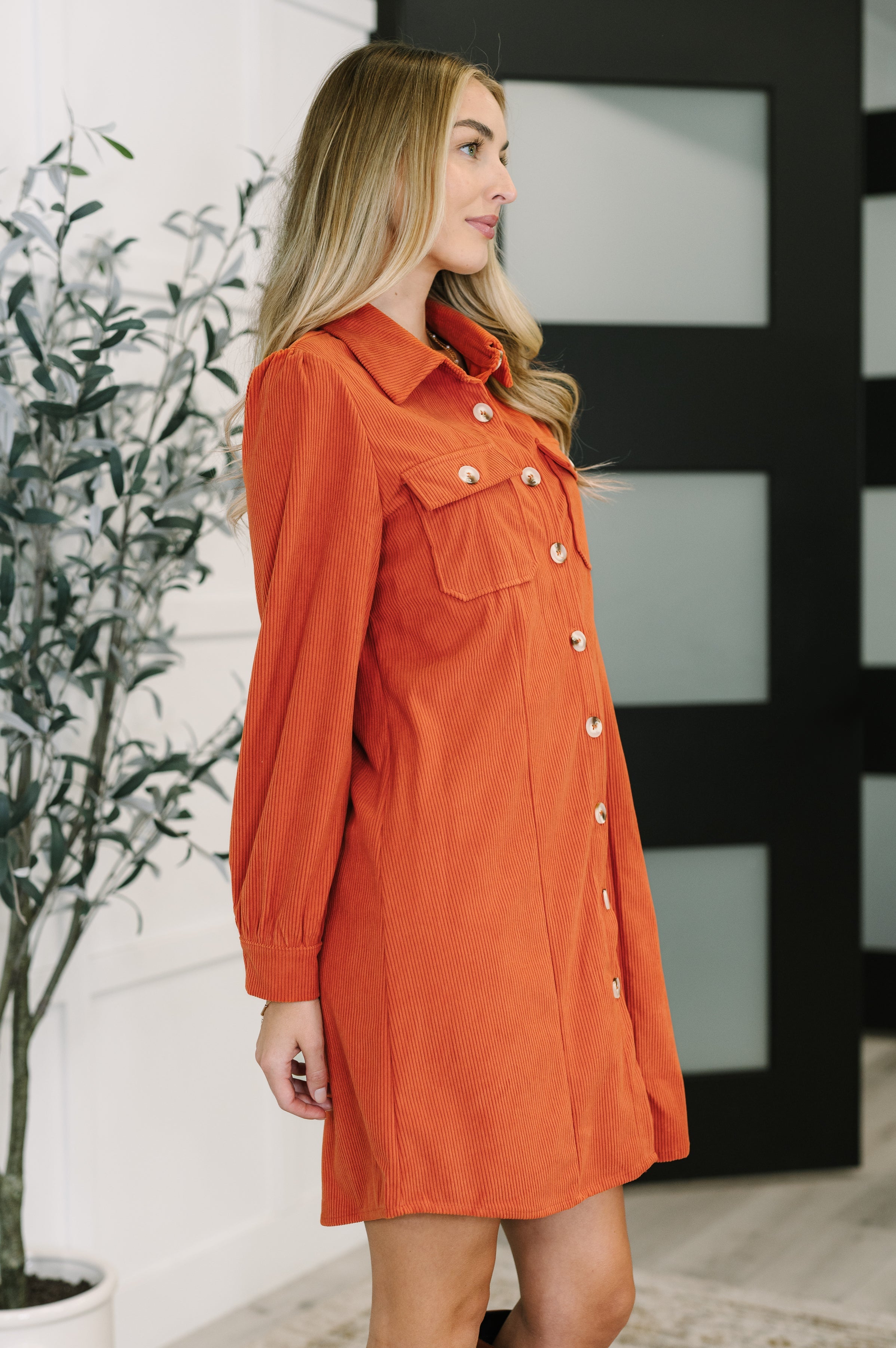Clever in Corduroy Shirt Dress - Charming Charlie