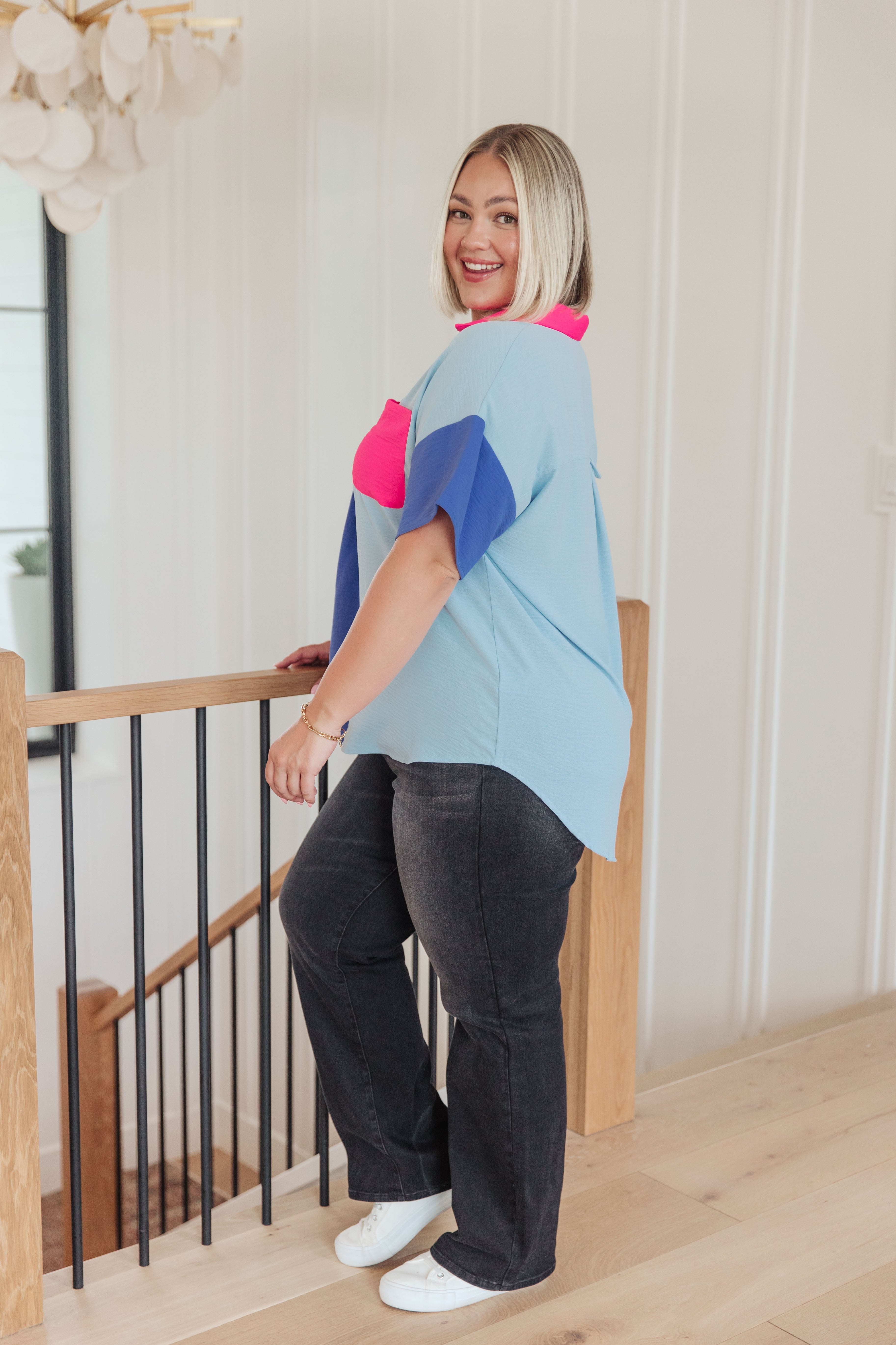 Color Me Cool Color Block Top - Charming Charlie