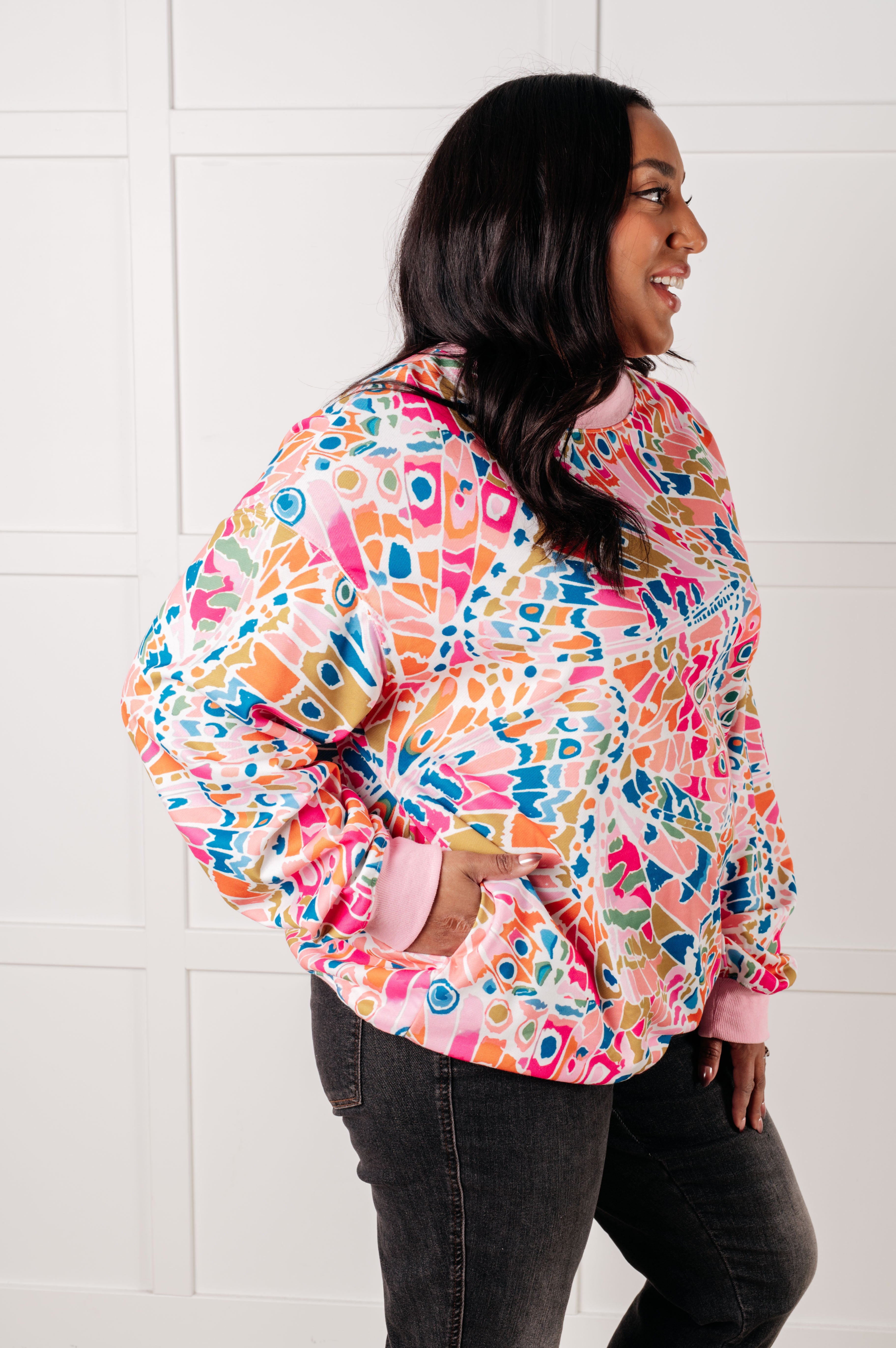Confusing Times Abstract Print Pullover - Charming Charlie