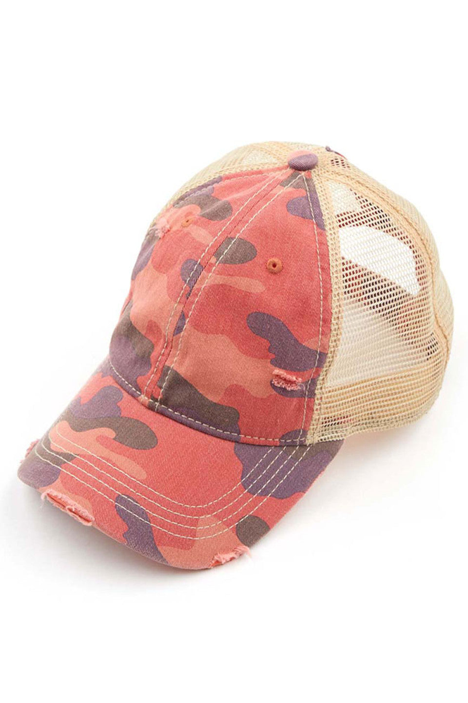 Coral C.C CAMOUFLAGE VINTAGE STYLE PONYCAP is perfect for anyone looking for a stylish and functional hat. Its camouflage design adds a unique touch to any outfit, while its vintage-style pony cap shape provides both style and functionality. Made with high-quality materials, this hat is sure to be a long-lasting accessory for any outdoor adventure.