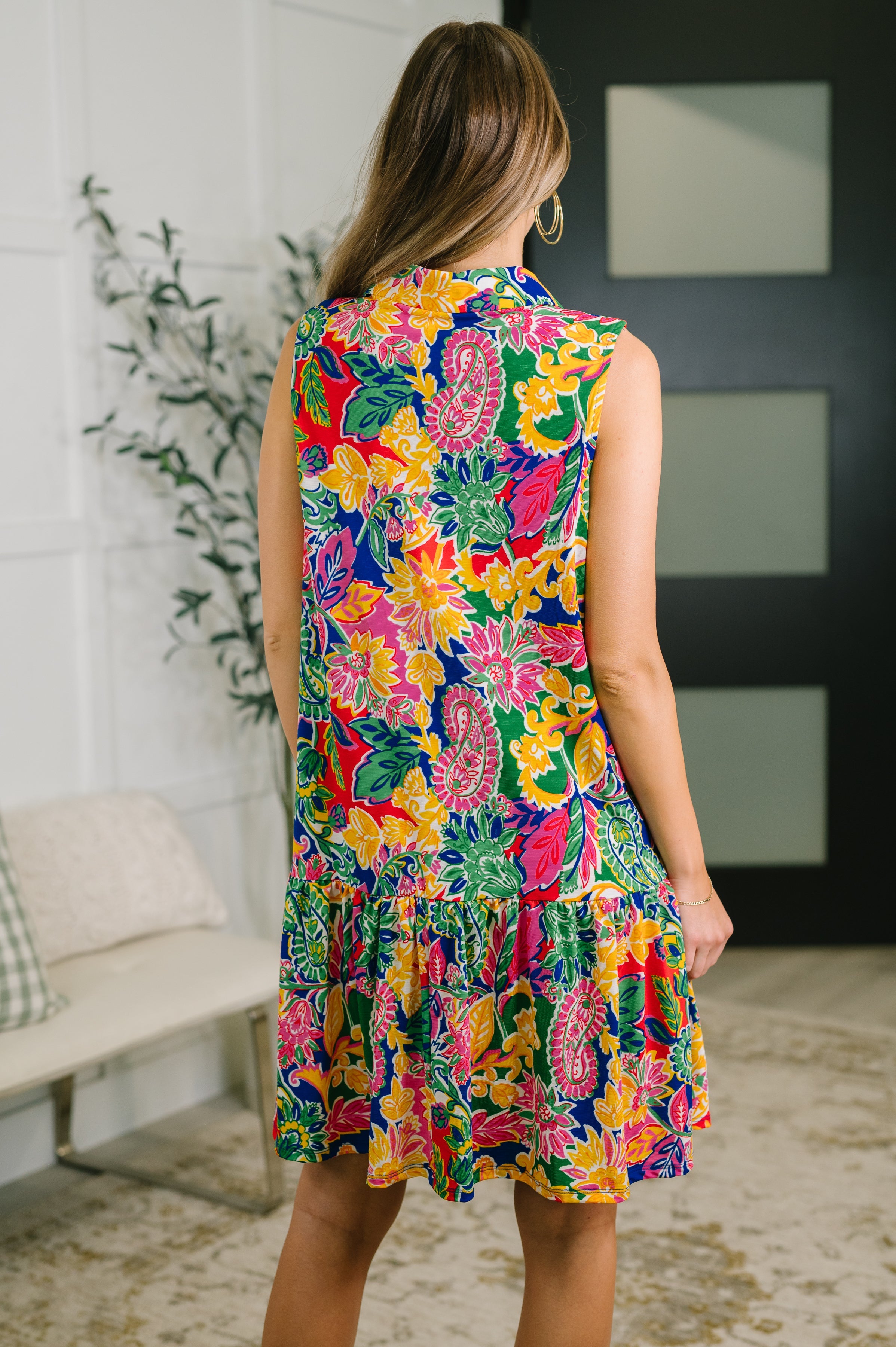 Coral Sands Collared Tank Dress in Floral Paisley - Charming Charlie