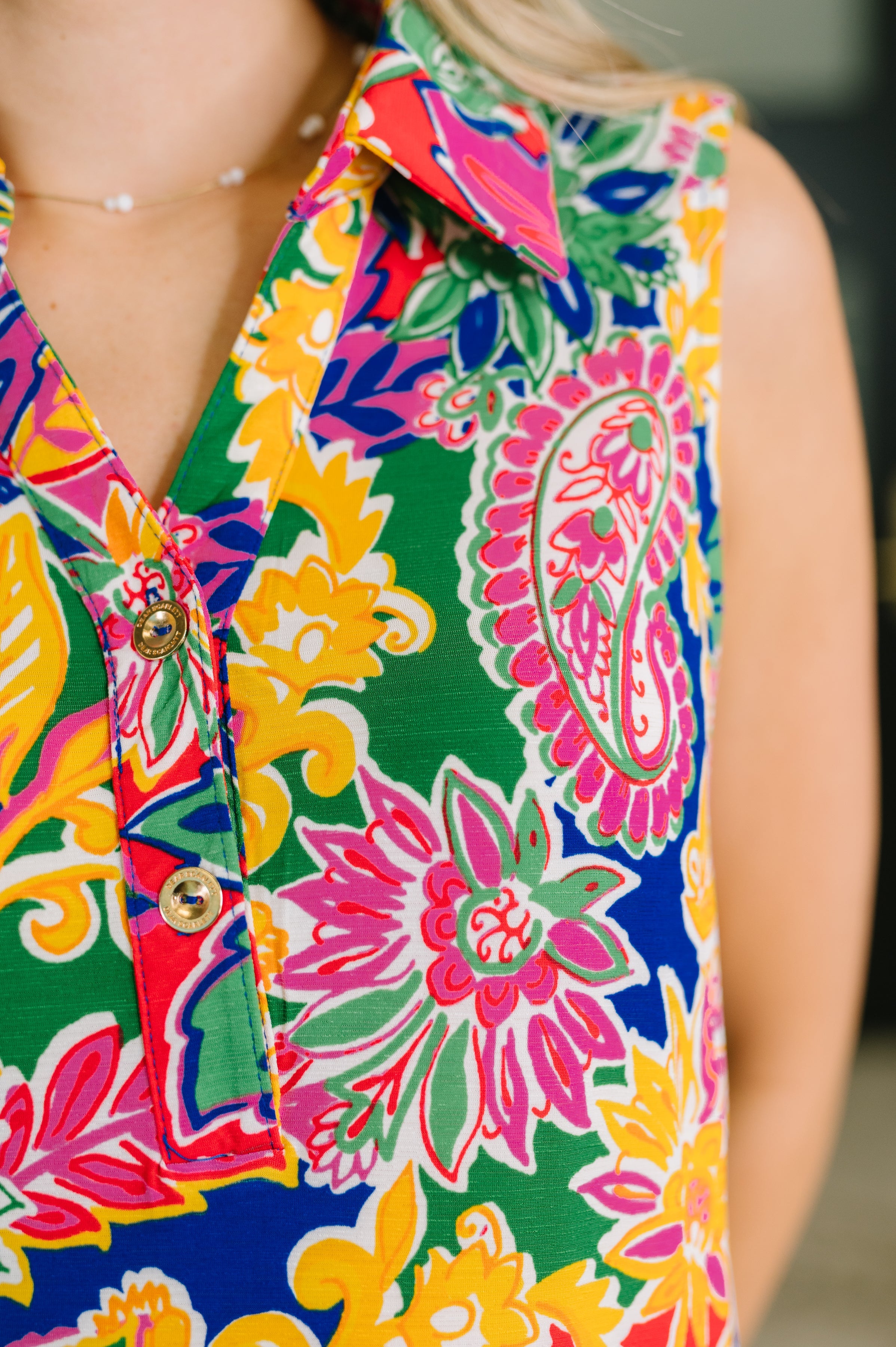 Coral Sands Collared Tank Dress in Floral Paisley - Charming Charlie