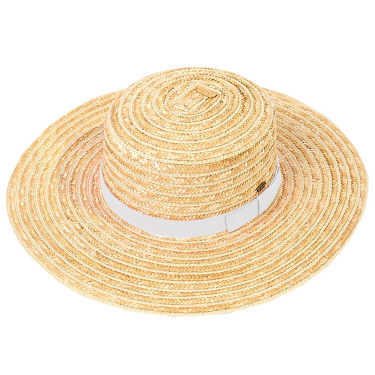 Creme CC Boater Sunhat with Solid, fashionable design and vibrant color will make you more attractive. It's a great accessory for any outfit. Whether you’re basking under the summer sun at the beach, lounging by the pool, or kicking back with friends at the lake. Perfect gifts for Prom, birthdays, holidays, or any occasion.