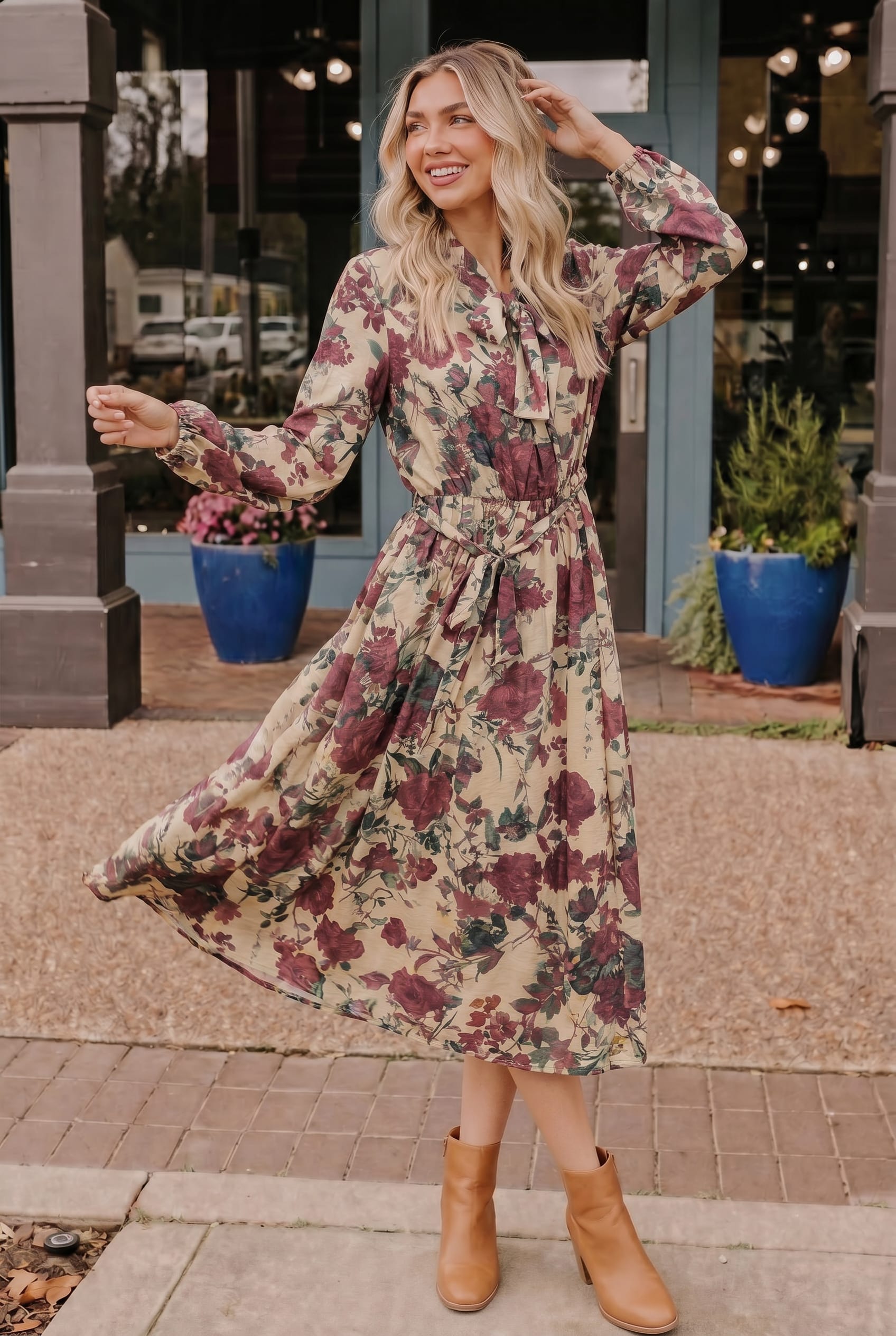 Vintage Rose Garden Floral Midi Dress - Charming Charlie