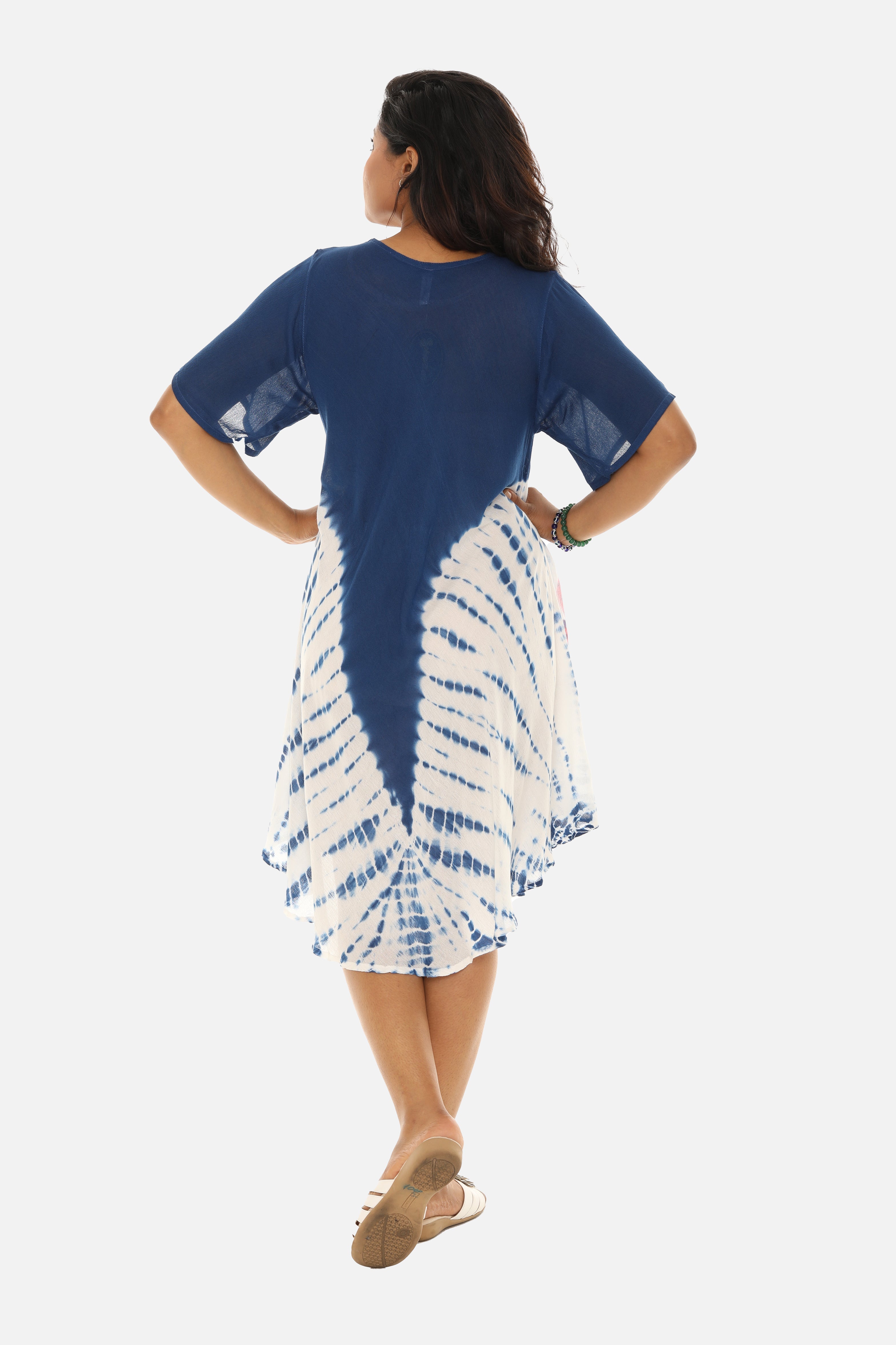 Boho Chic Tie Dye Rayon Mid-Length Dress for Effortless Style - Charming Charlie