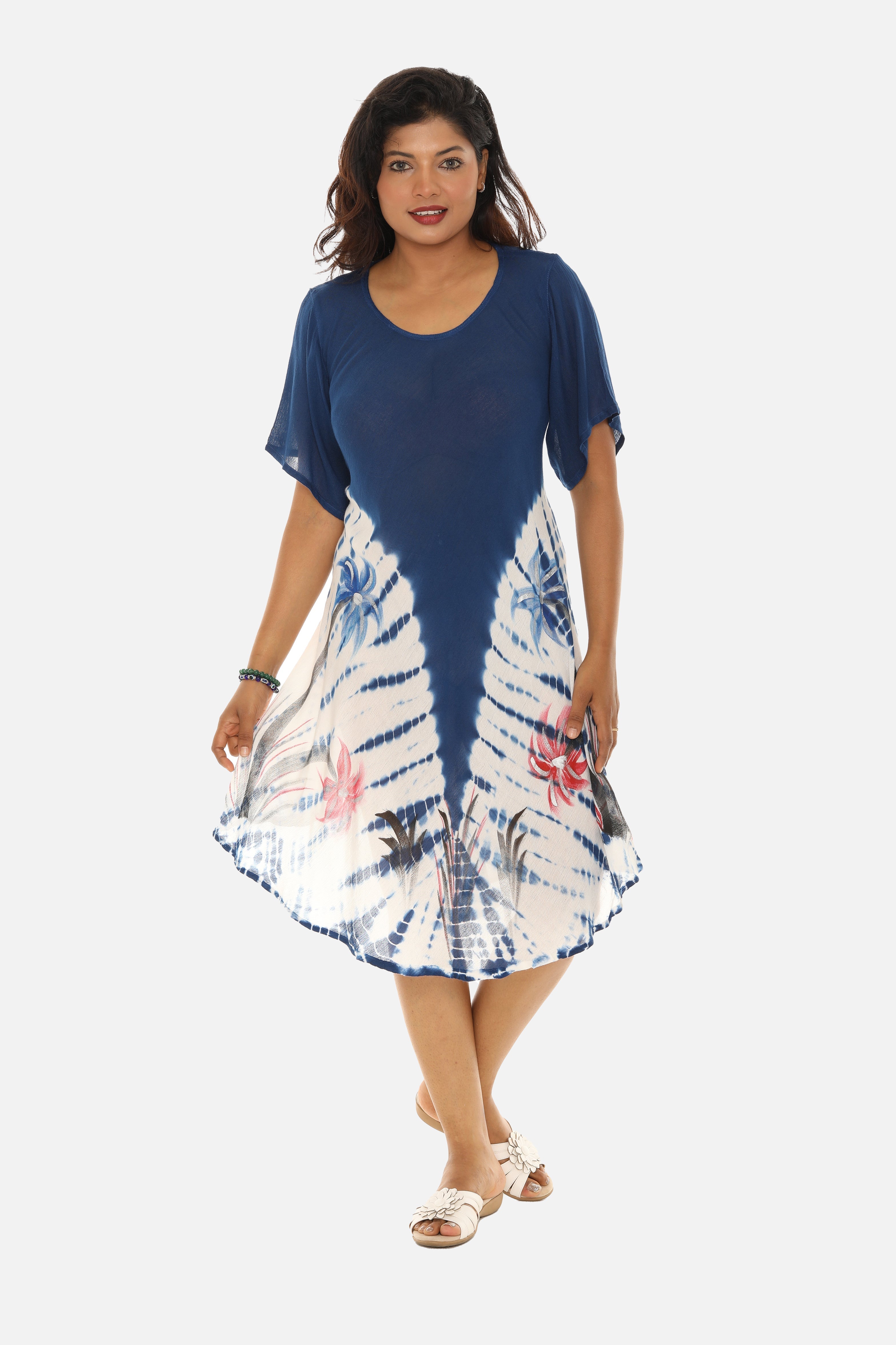 Boho Chic Tie Dye Rayon Mid-Length Dress for Effortless Style - Charming Charlie