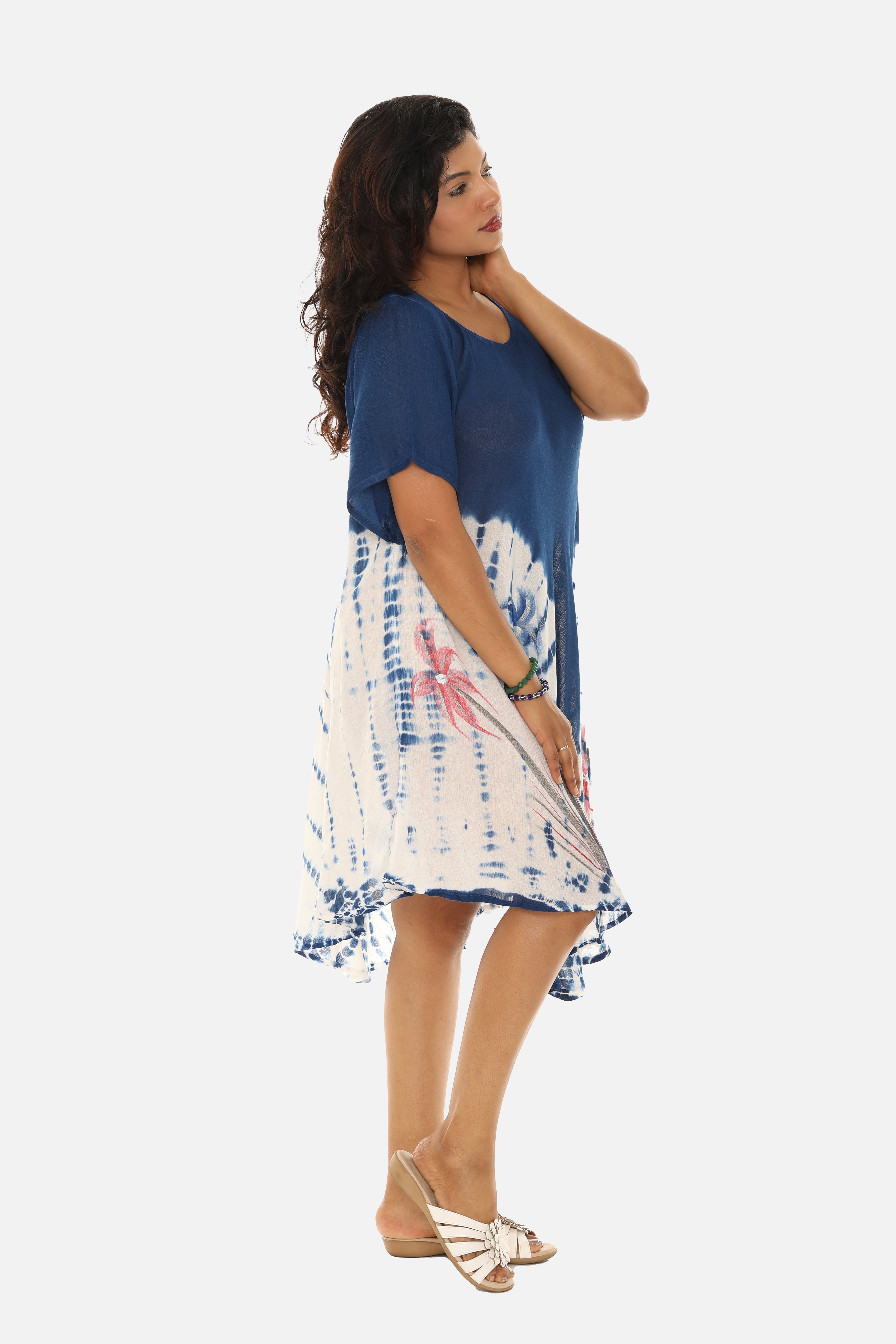 Boho Chic Tie Dye Rayon Mid-Length Dress for Effortless Style - Charming Charlie