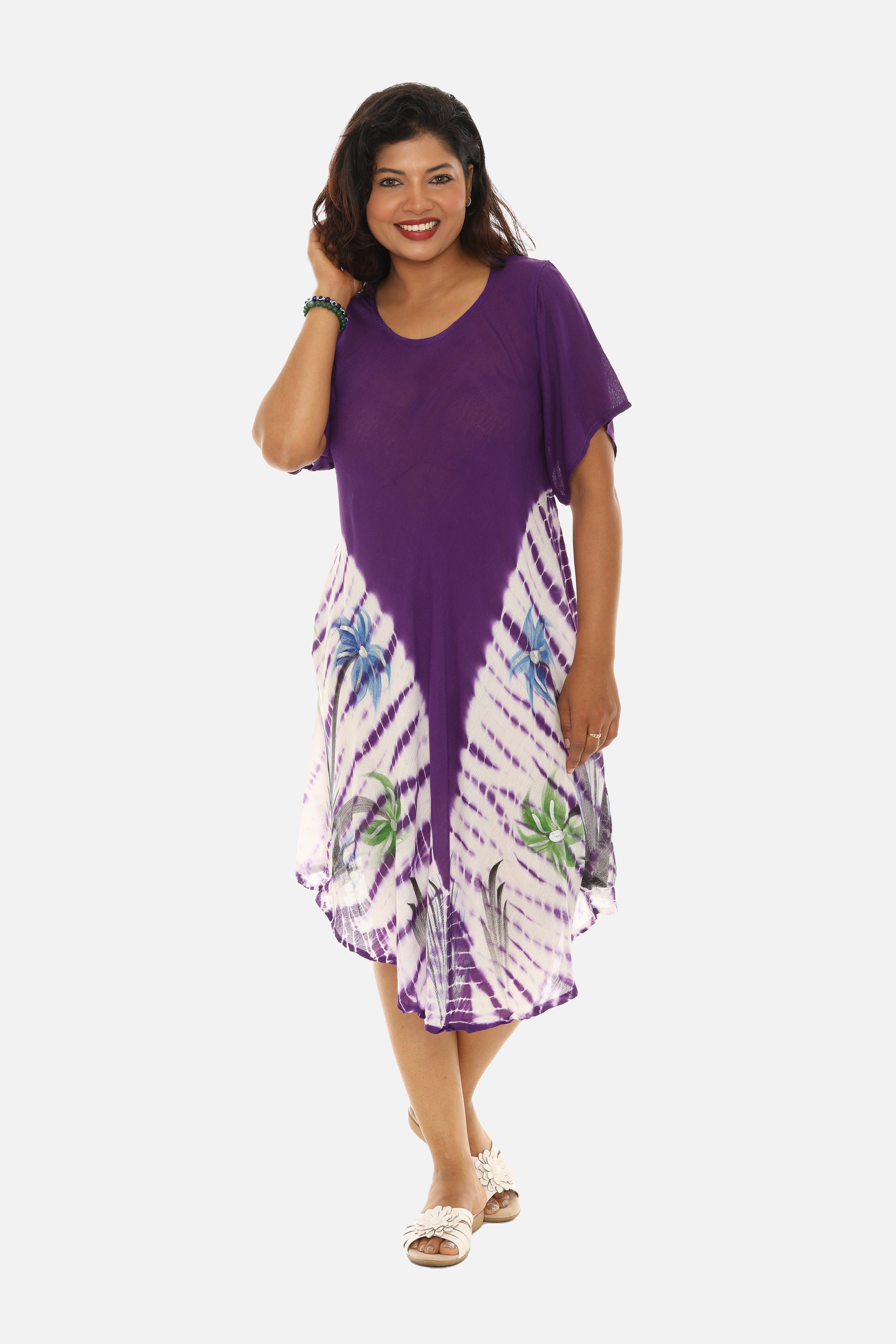 Boho Chic Tie Dye Rayon Mid-Length Dress for Effortless Style - Charming Charlie