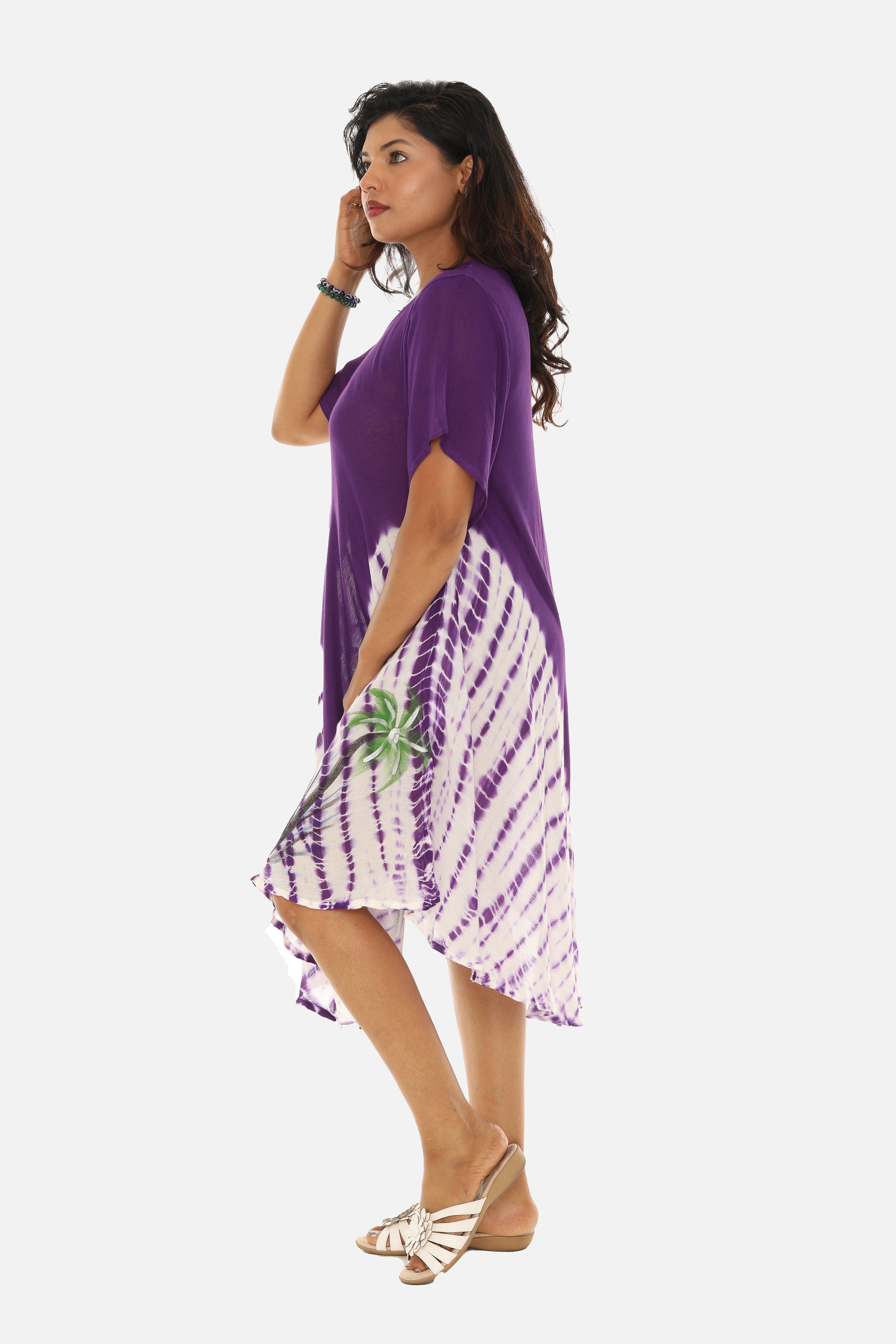 Boho Chic Tie Dye Rayon Mid-Length Dress for Effortless Style - Charming Charlie