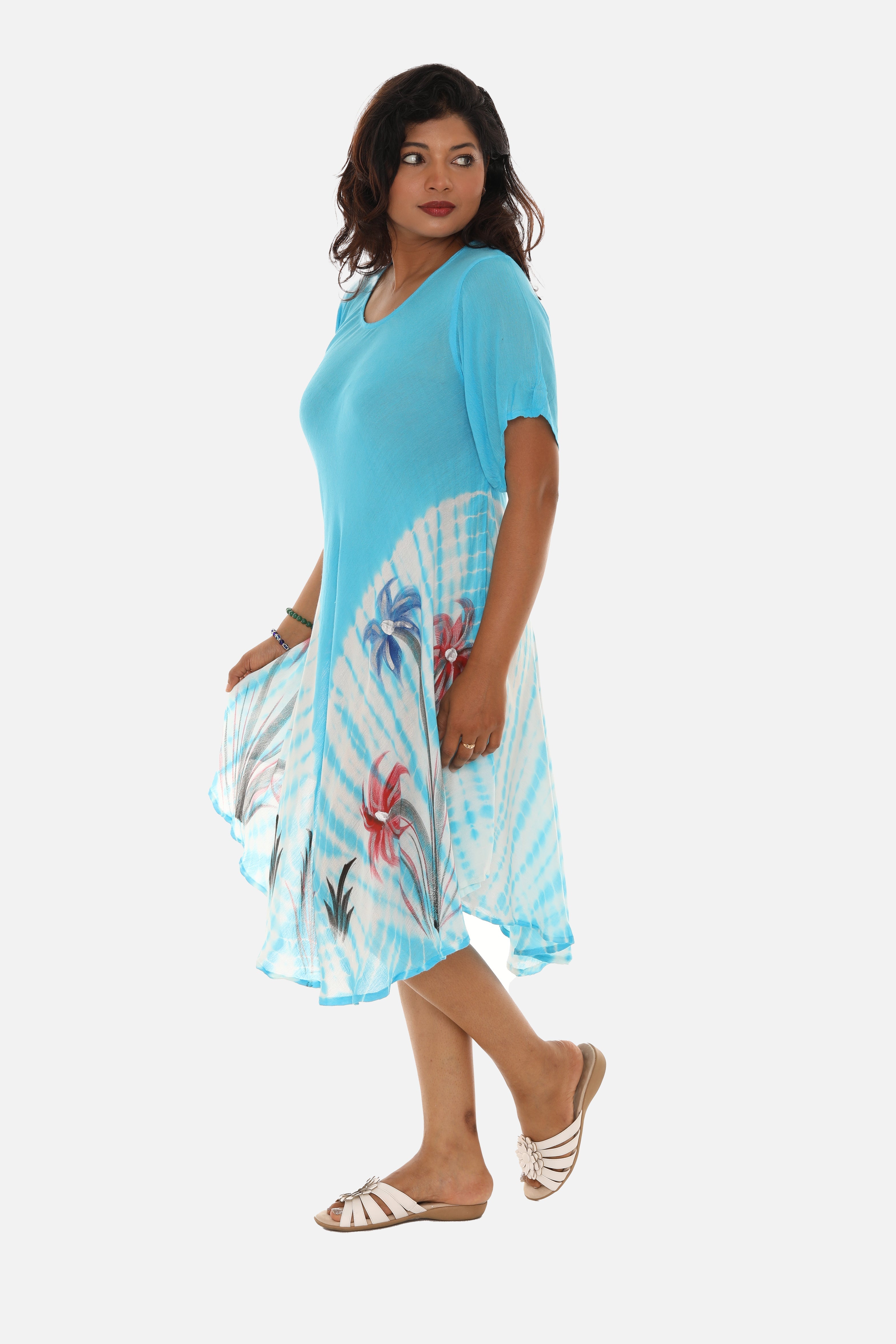 Boho Chic Tie Dye Rayon Mid-Length Dress for Effortless Style - Charming Charlie