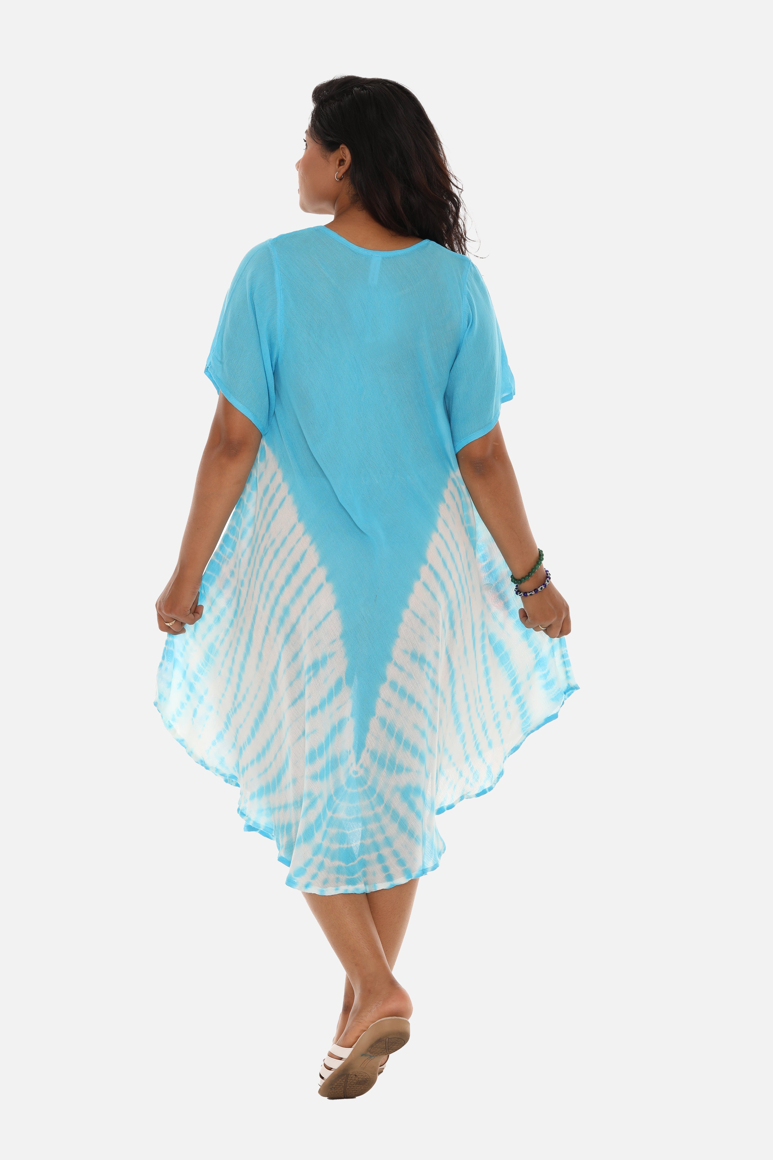Boho Chic Tie Dye Rayon Mid-Length Dress for Effortless Style - Charming Charlie