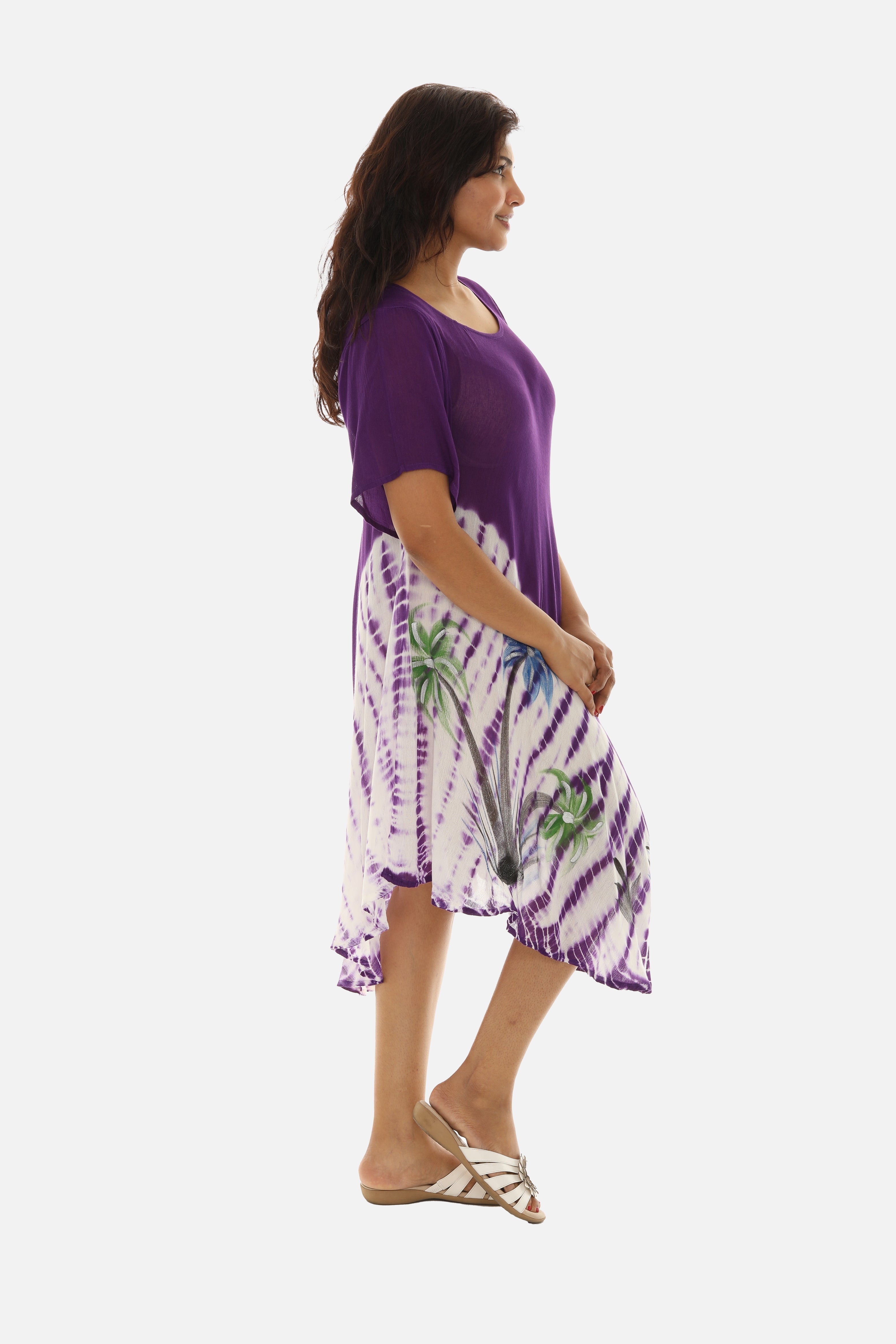 Boho Chic Tie Dye Rayon Mid-Length Dress for Effortless Style - Charming Charlie