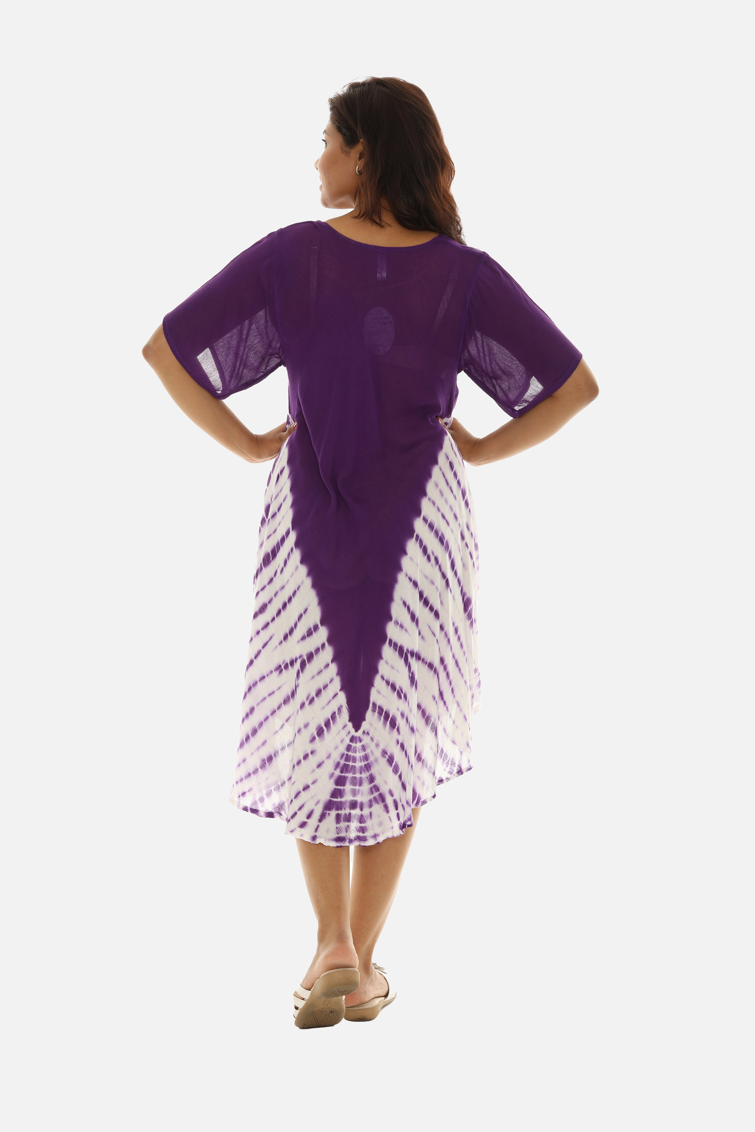 Boho Chic Tie Dye Rayon Mid-Length Dress for Effortless Style - Charming Charlie