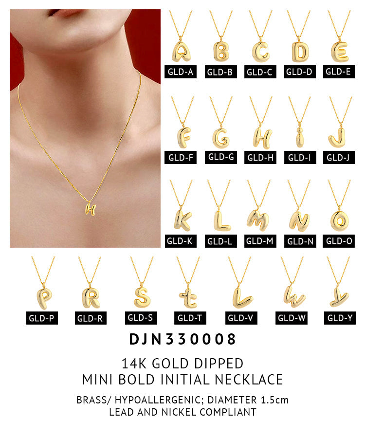 14K Gold Dipped Mini Bold initial Necklace - Charming Charlie