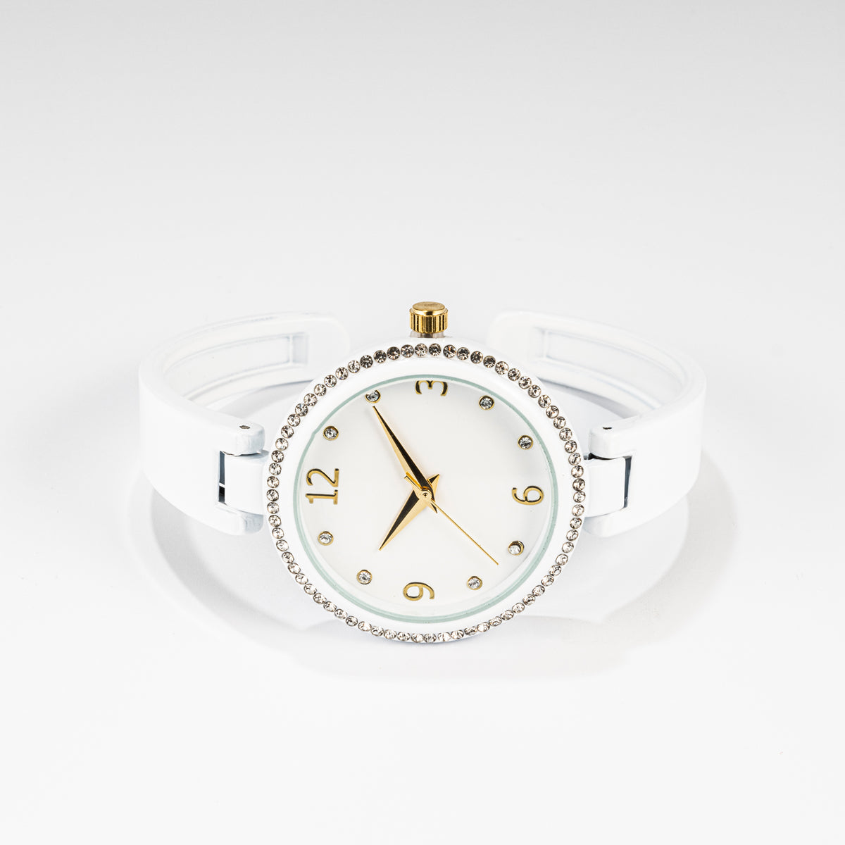 Crystal Studded Winter White Cuff Watch - Charming Charlie