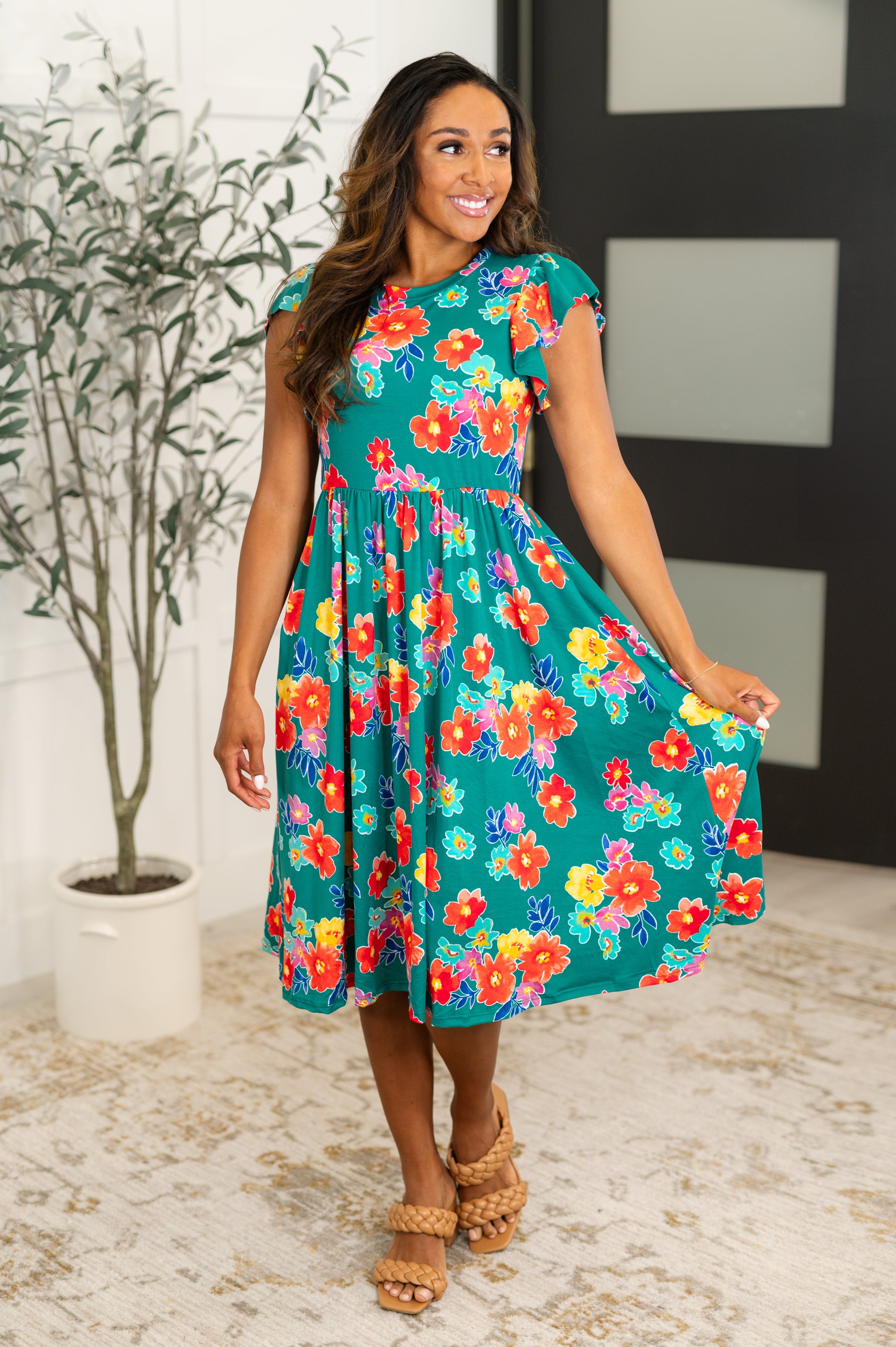 Daisy Me Rollin' Flutter Sleeve Dress - Charming Charlie