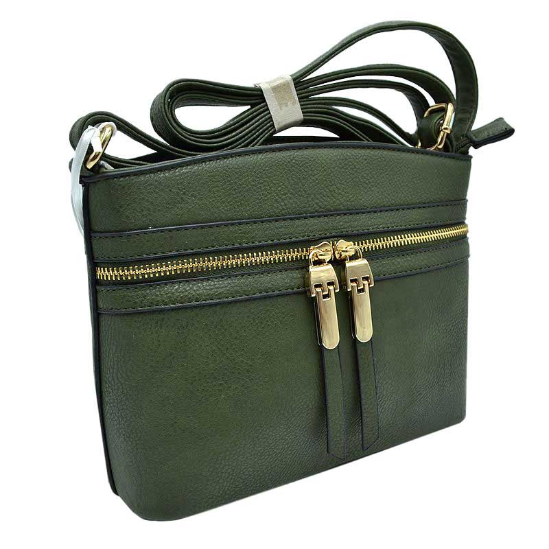 Dark Green Zipper Detail Women's Crossbody Soft Leather Bag, These cross body bag is stylish daytime essential. Featuring one spacious big compartments and a shoulder strap. Show your trendy side with this awesome crossbody bag. perfectly lightweight to carry around all day. Hands-Free Cross-Body adds an instant runway style to your look, giving it ladylike chic. This handbag is destined to become your new favorite.