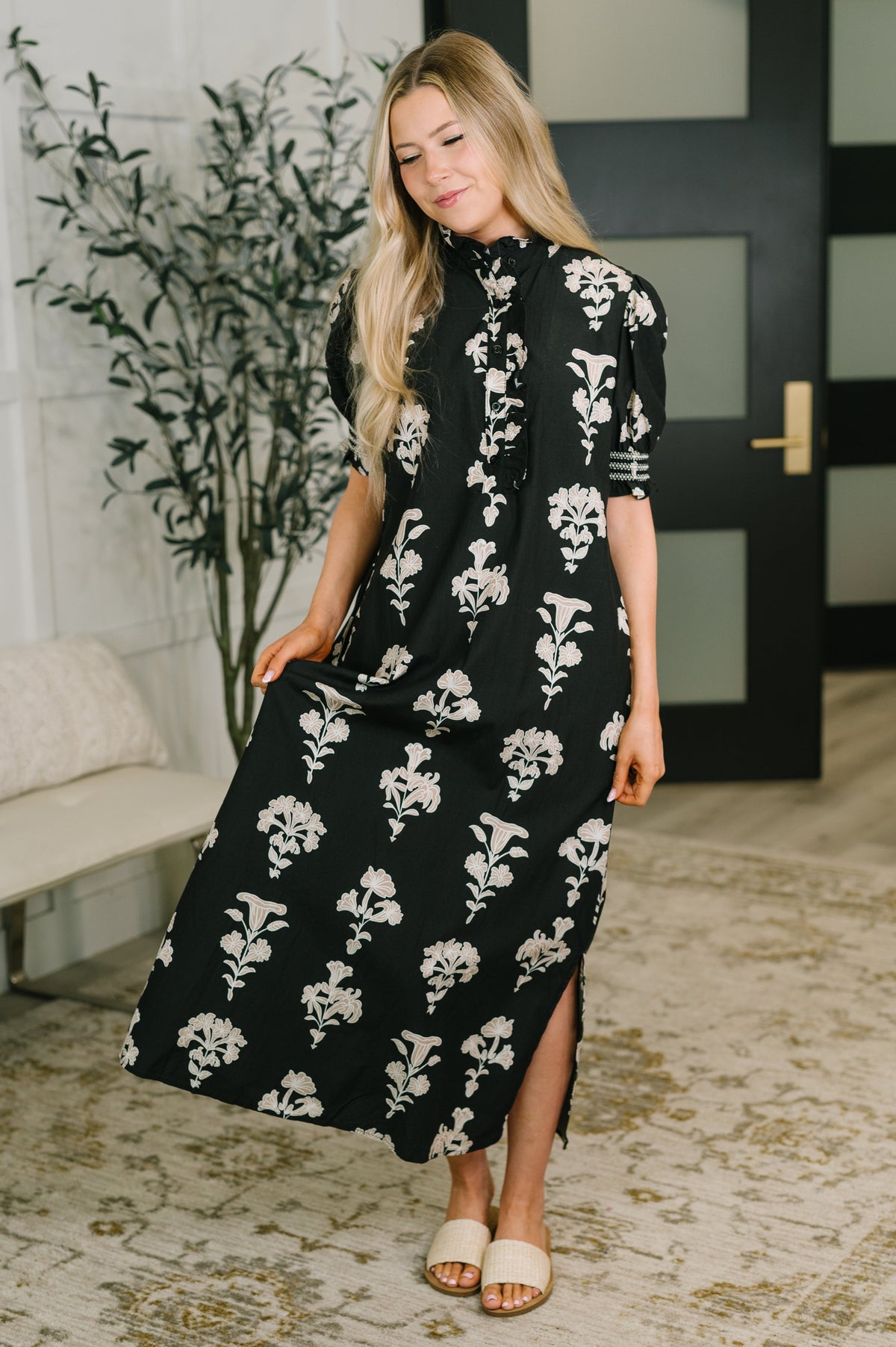 Dark Darlin' Puff Sleeve Maxi Dress - Charming Charlie