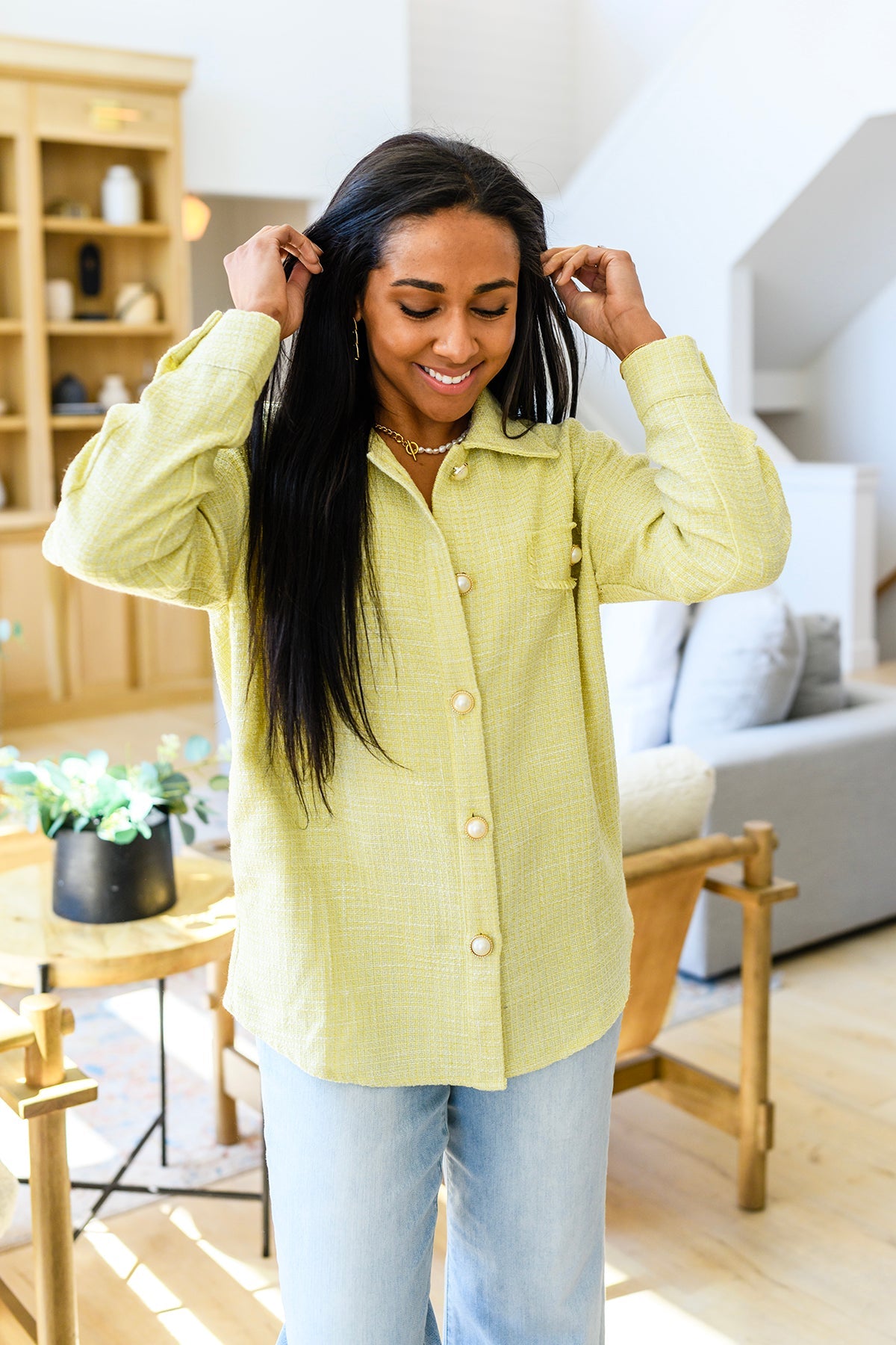 Daydreams Shacket in Yellow - Charming Charlie