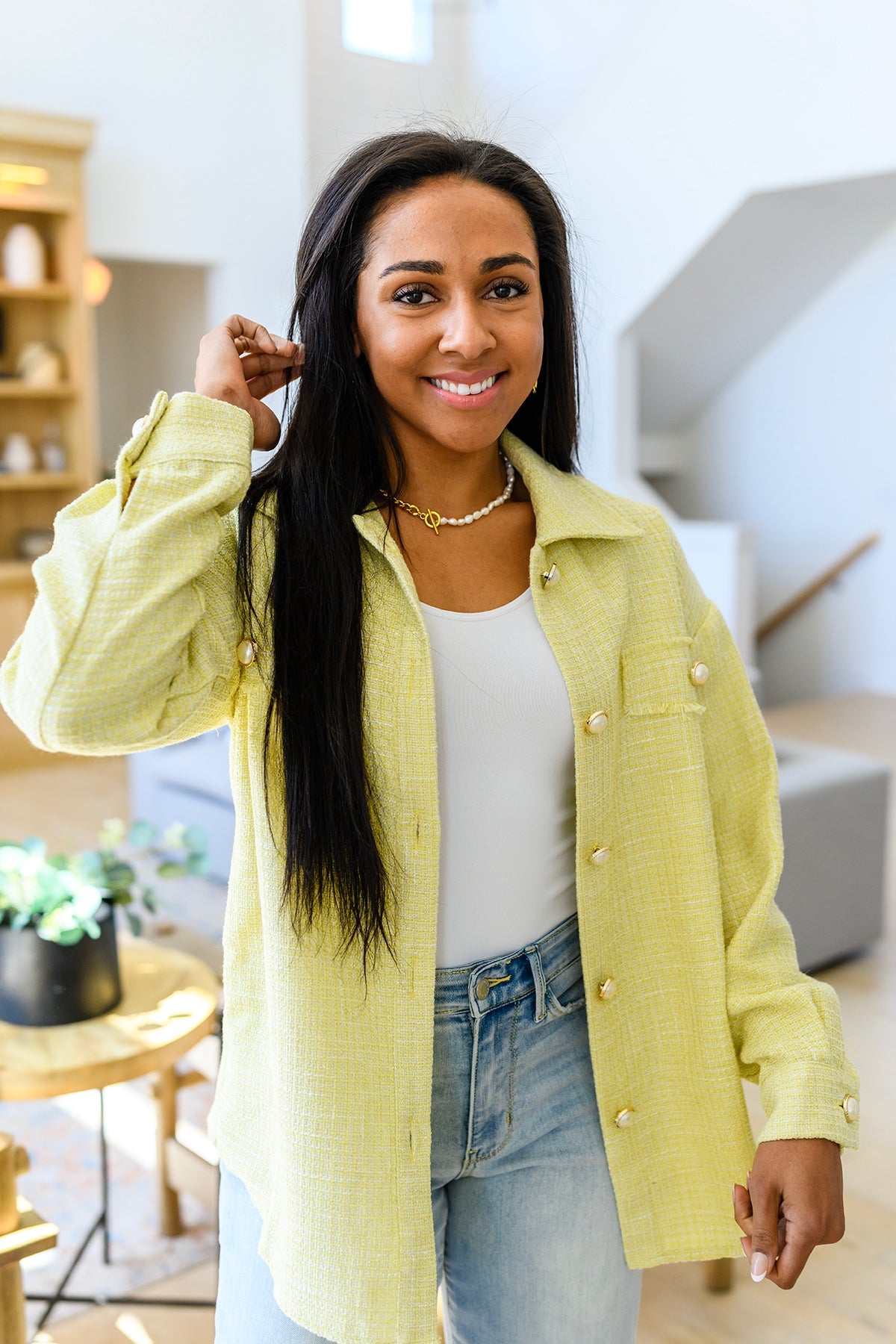 Daydreams Shacket in Yellow - Charming Charlie