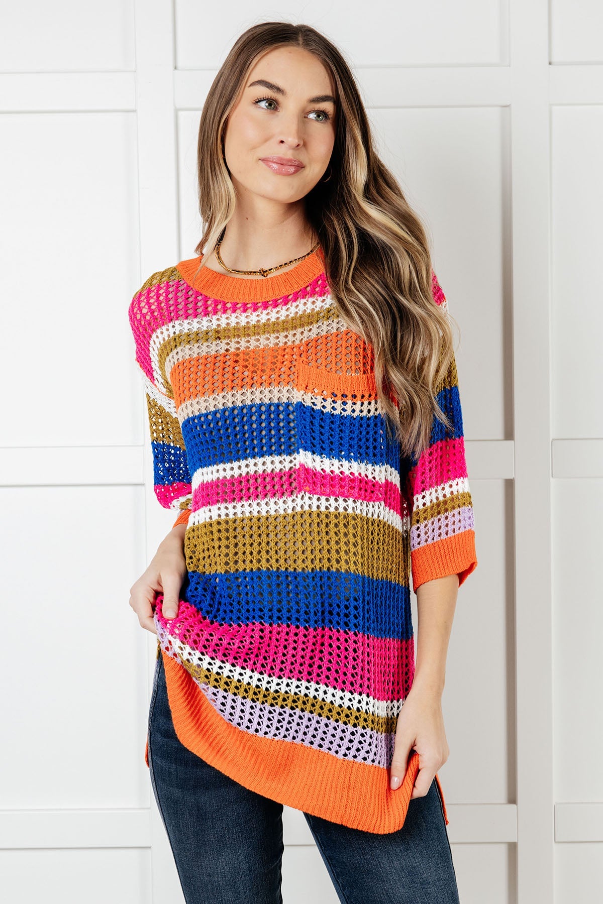 Deep Thoughts Striped Loose Knit Top - Charming Charlie