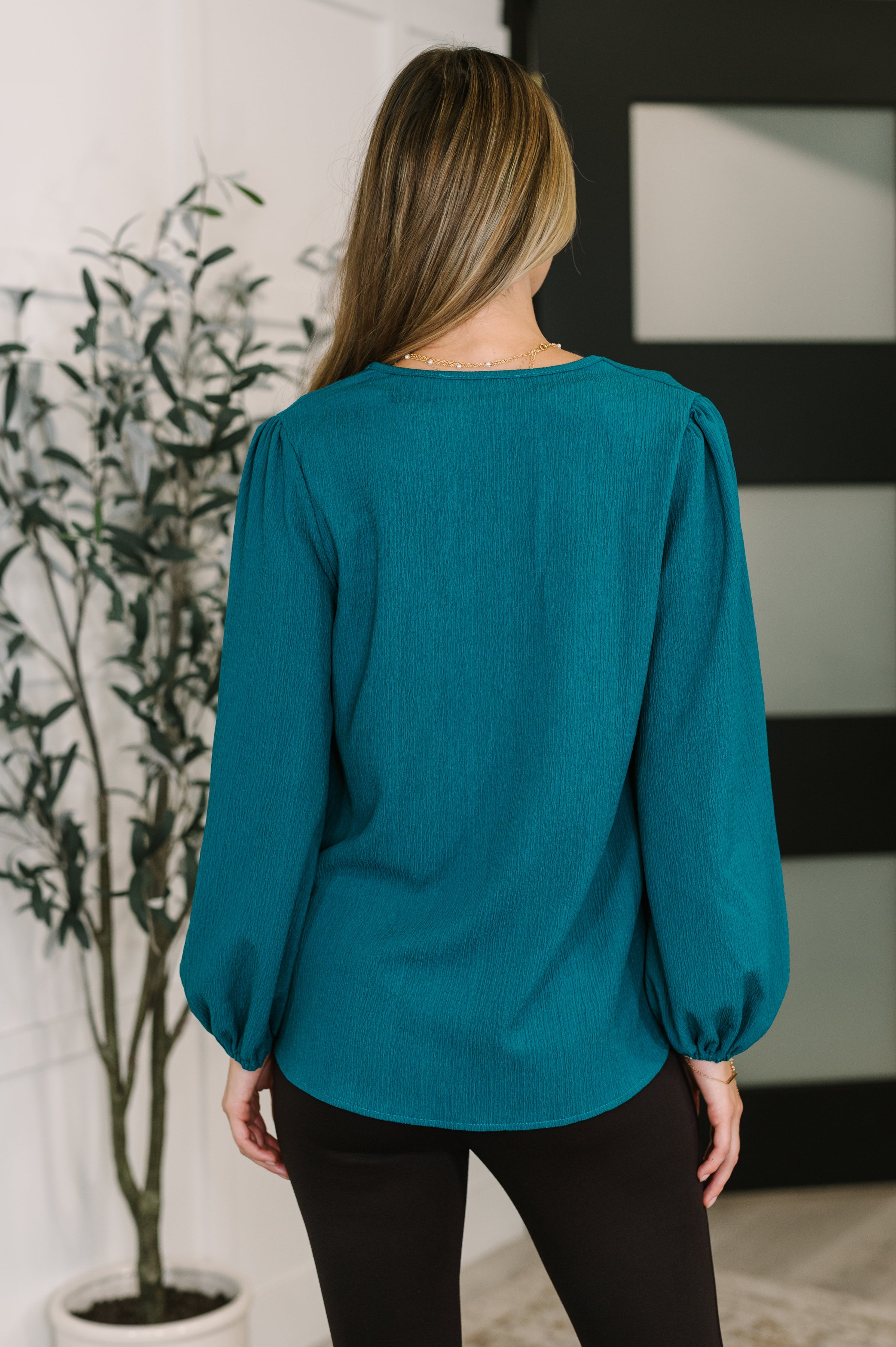 Desk to Dinner V-Neck Balloon Sleeve Blouse - Charming Charlie