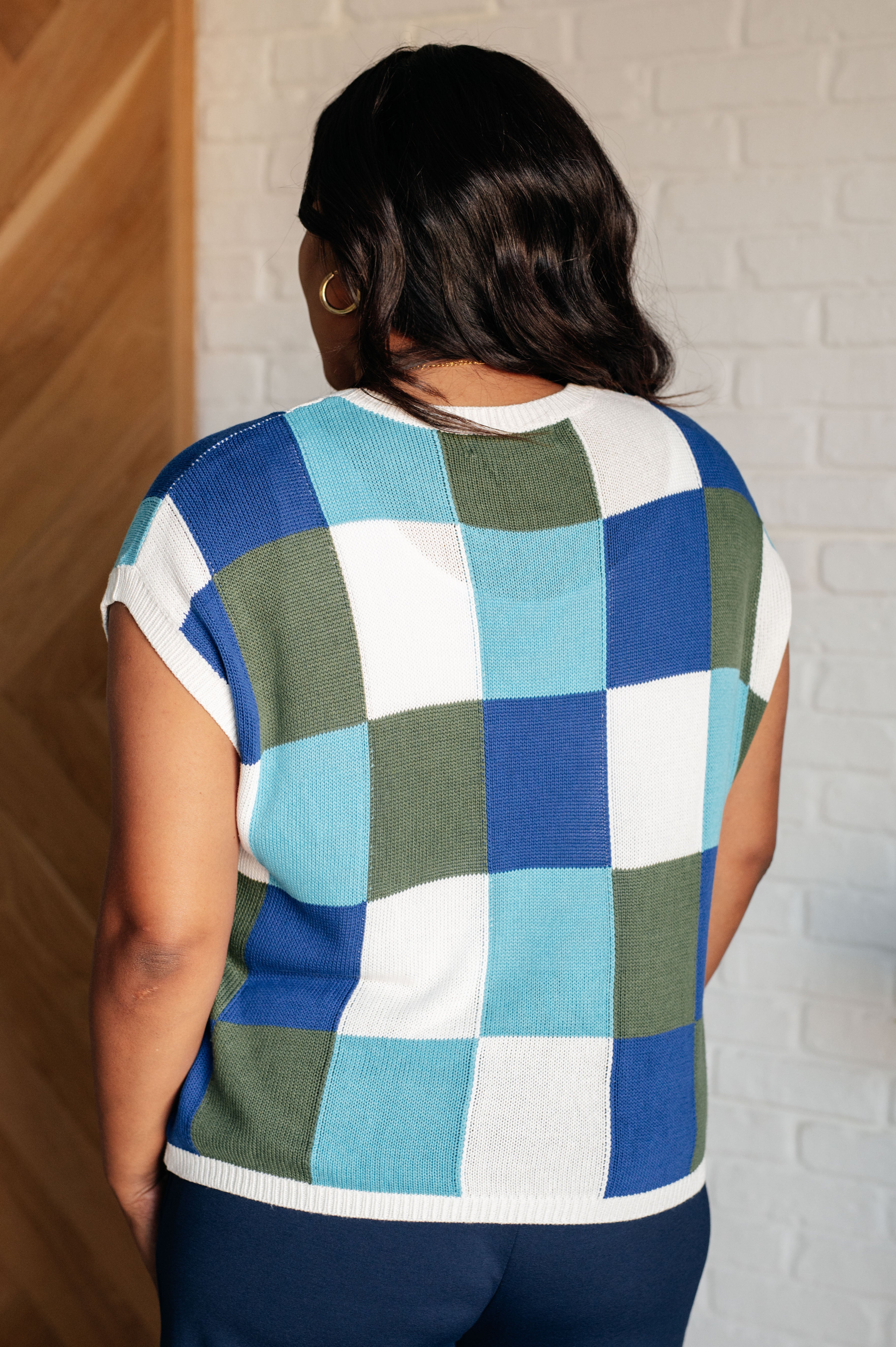 Disco Darling Checkered Sleeveless Sweater - Charming Charlie