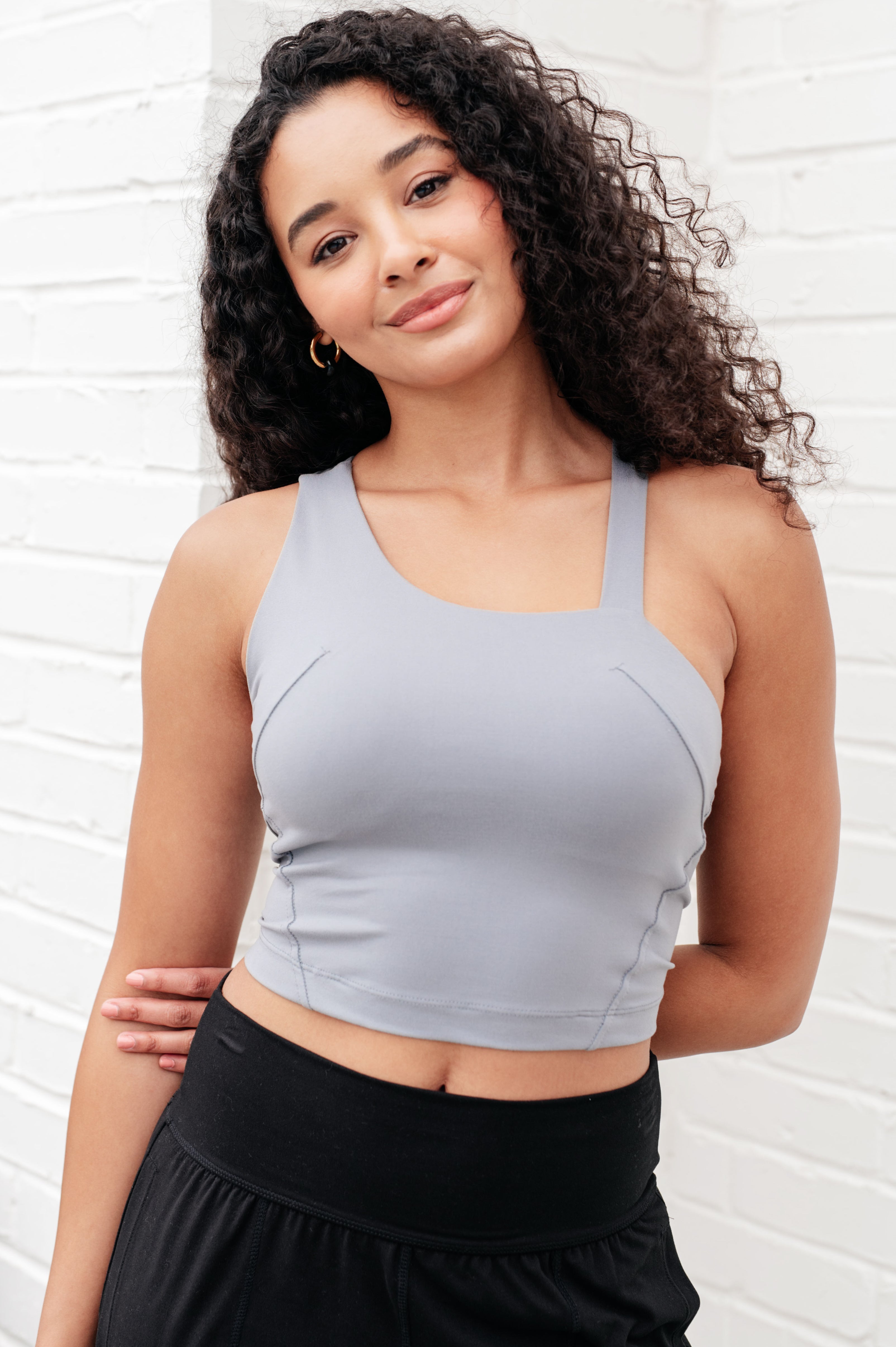 Doing it For Me Asymmetrical Tank in Rhino Grey - Charming Charlie