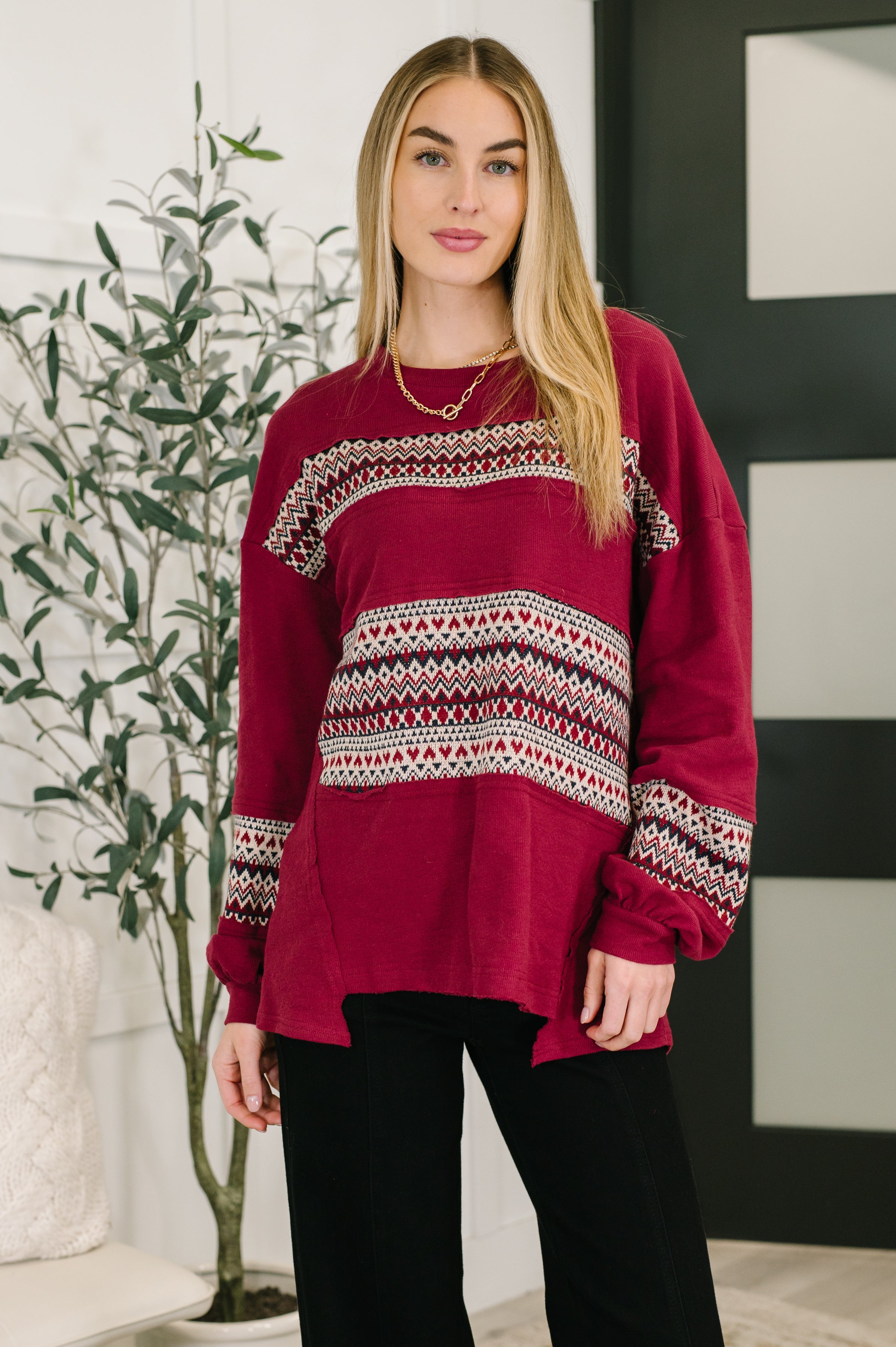 Don't Let Me Miss It Color Block Detail Top - Charming Charlie