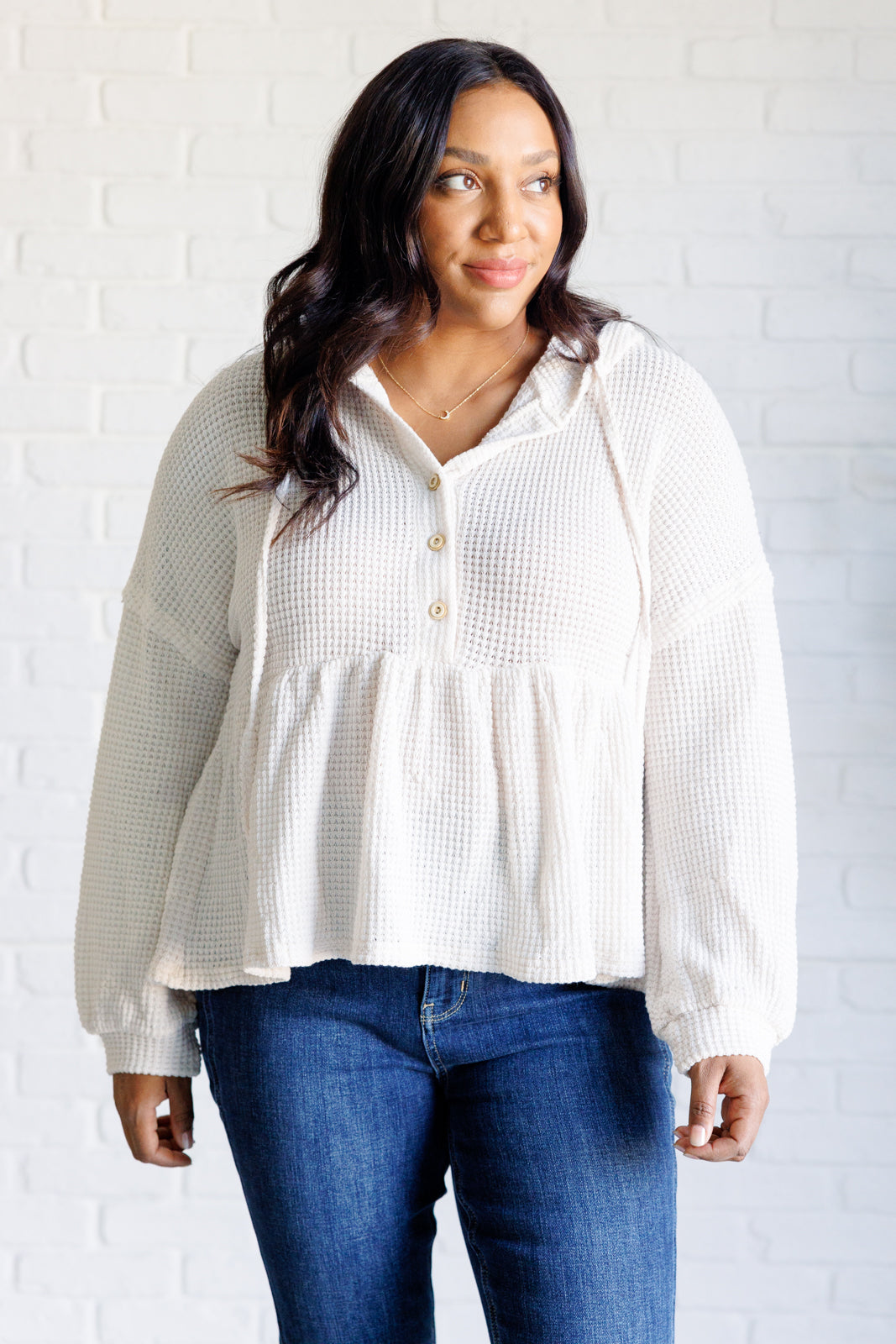 Don't Waffle About Waffle Knit Hoodie - Charming Charlie