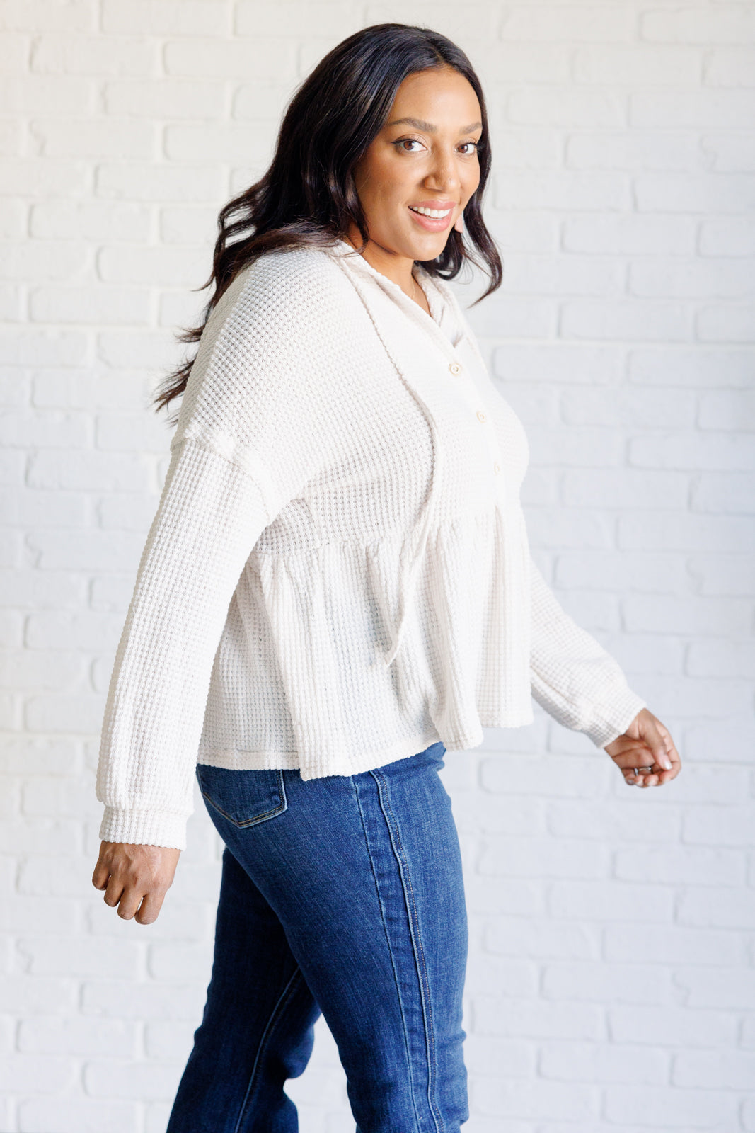 Don't Waffle About Waffle Knit Hoodie - Charming Charlie