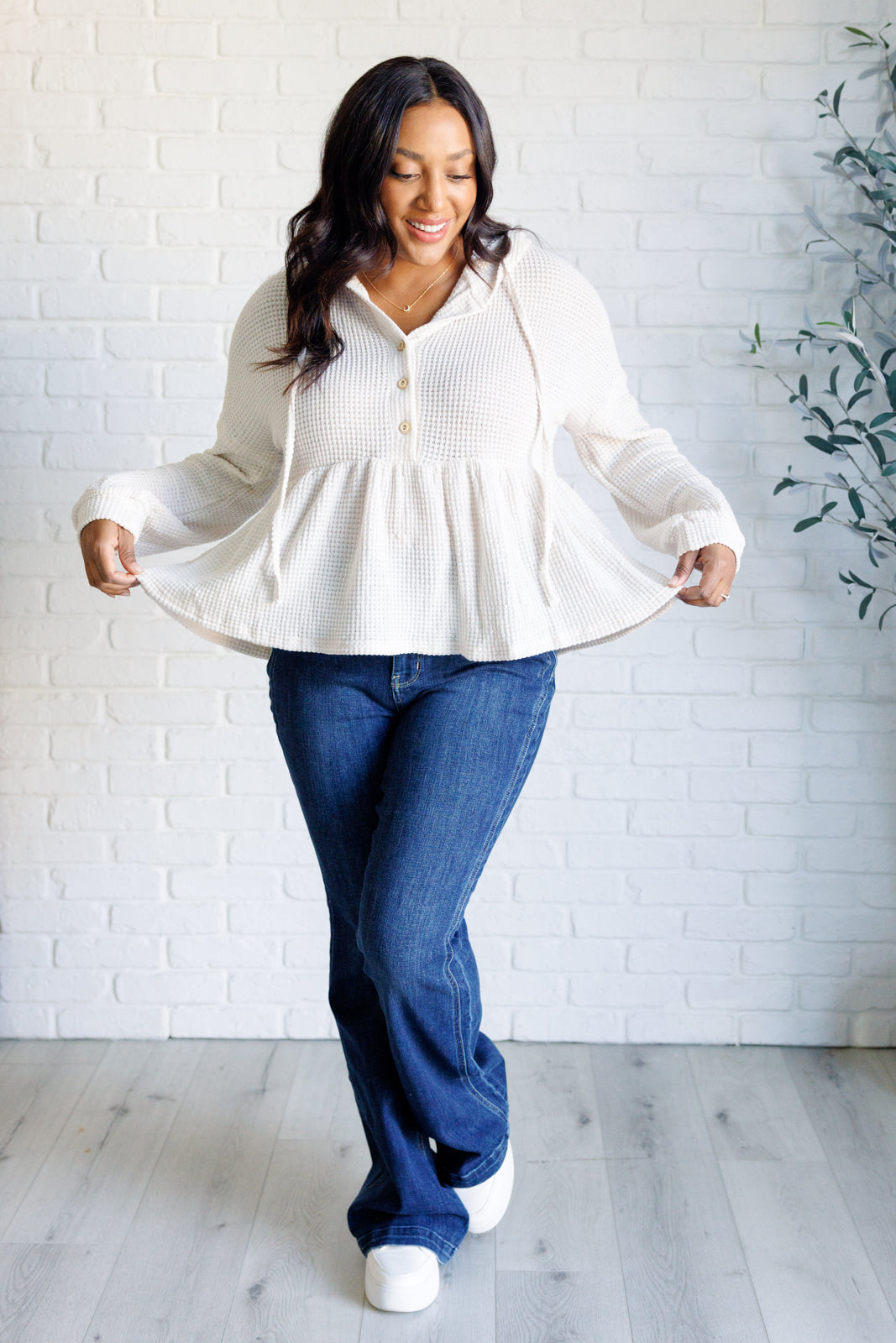 Don't Waffle About Waffle Knit Hoodie - Charming Charlie