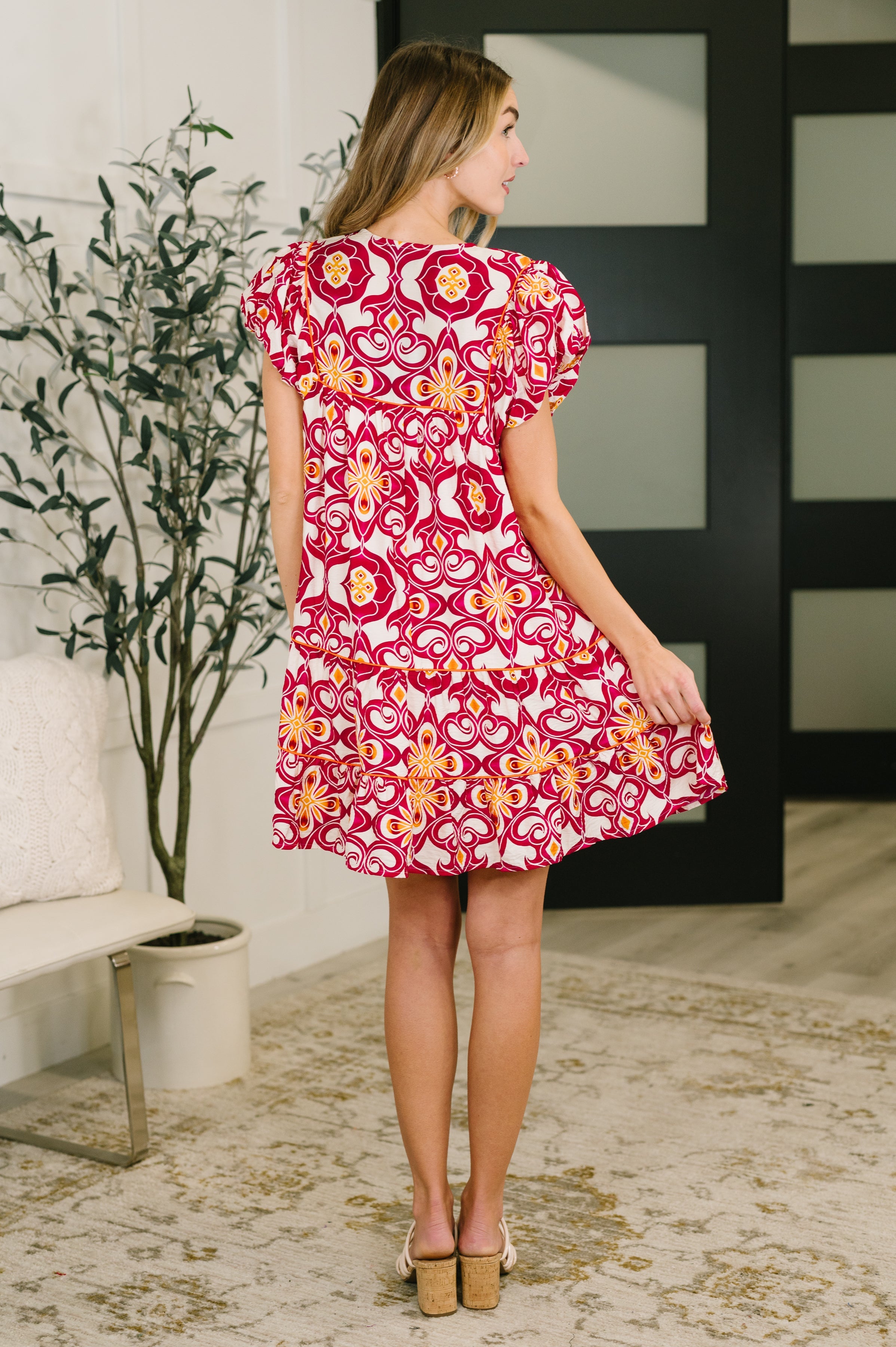 Don't You Go Away Balloon Sleeve Dress - Charming Charlie