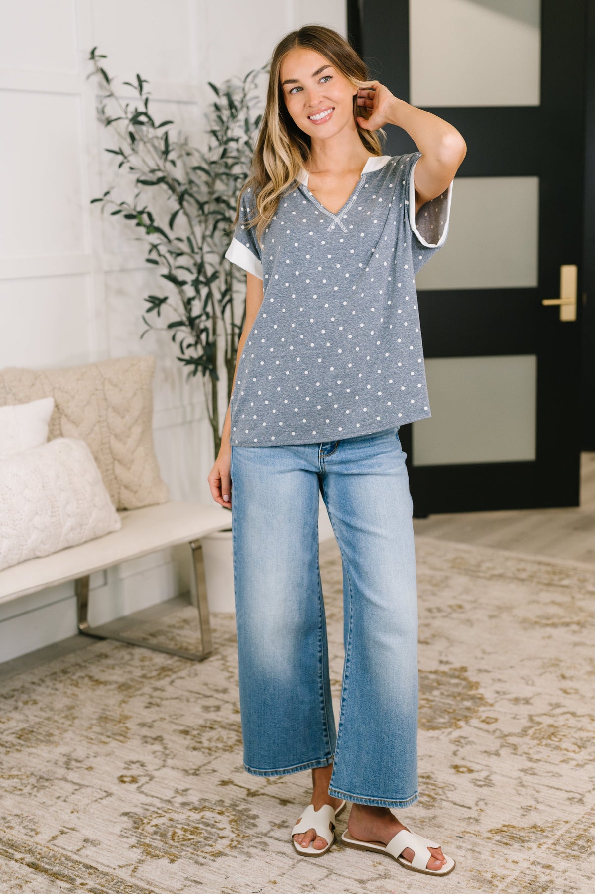 Dot, Dot, Dot V-Neck Casual Top - Charming Charlie