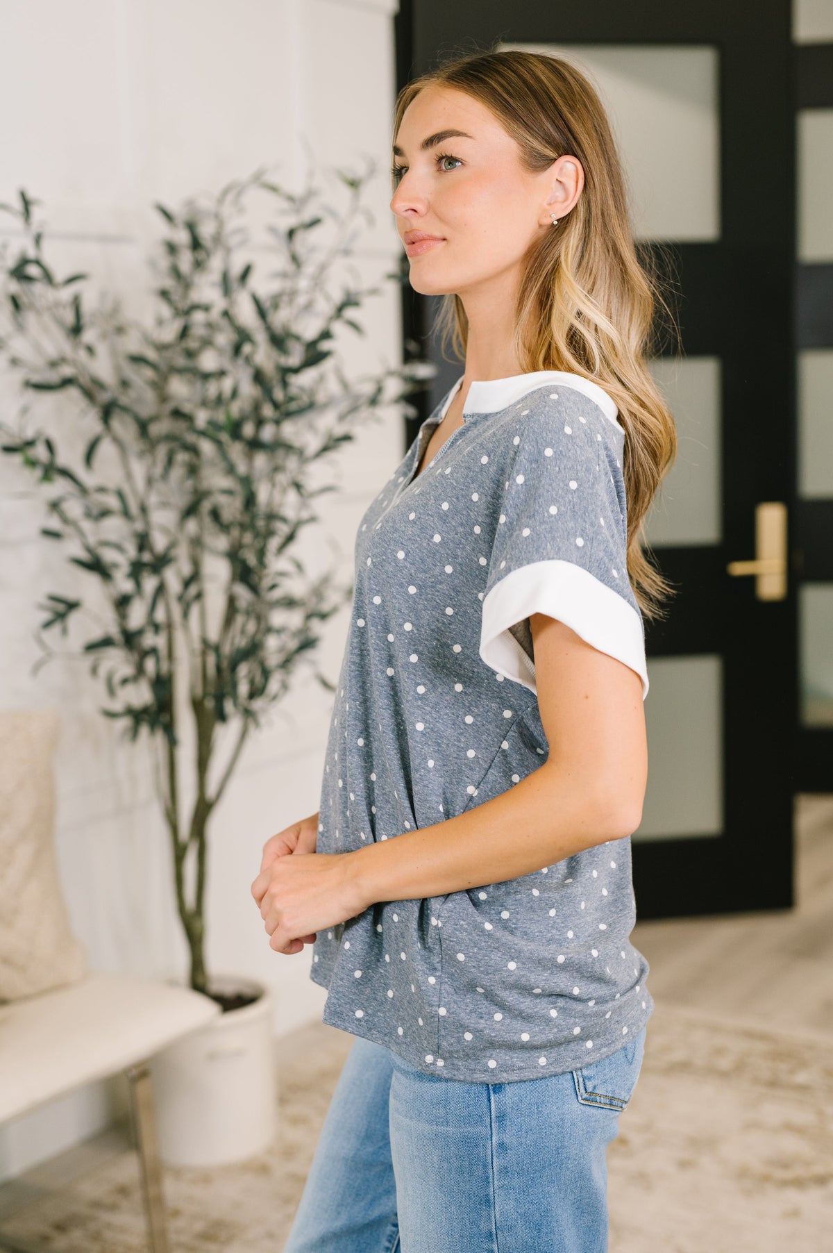 Dot, Dot, Dot V-Neck Casual Top - Charming Charlie
