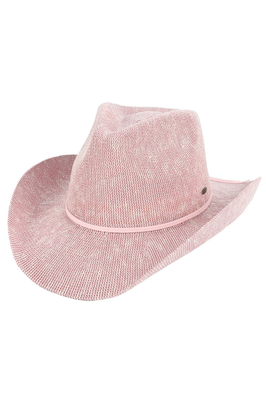 Dusty-Rose C.C Metallic Band Trim Cowboy Hat offers a stylish twist to the classic cowboy hat. With a metallic band trim, it adds a touch of glamour to any outfit. Made with quality materials, it provides both fashion and functionality, making it a must-have accessory for any fashion-forward individual. Elevate your western look with this trendy cowboy hat.