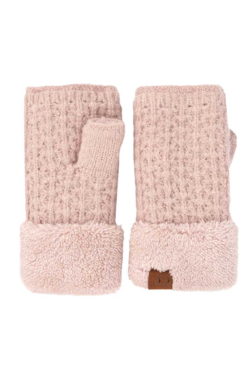 Dusty Rose C.C Smocking Stitch Pattern Fingerless Gloves. Comfortable, soft brushed poly stretch knit, finished with a hint of stretch for comfort and flexibility. Wear as fingerless gloves or cover up as mitten, either way you will love these glitters in soft neutral colors. Perfect Gift Birthday, Christmas, Stocking Stuffer, Secret Santa, Holiday, Anniversary, Valentine's Day, Loved One.
