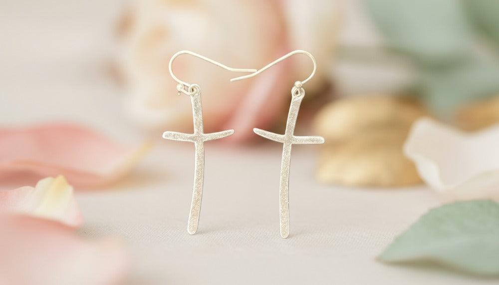 Silver Cross Dangle Earrings - Charming Charlie