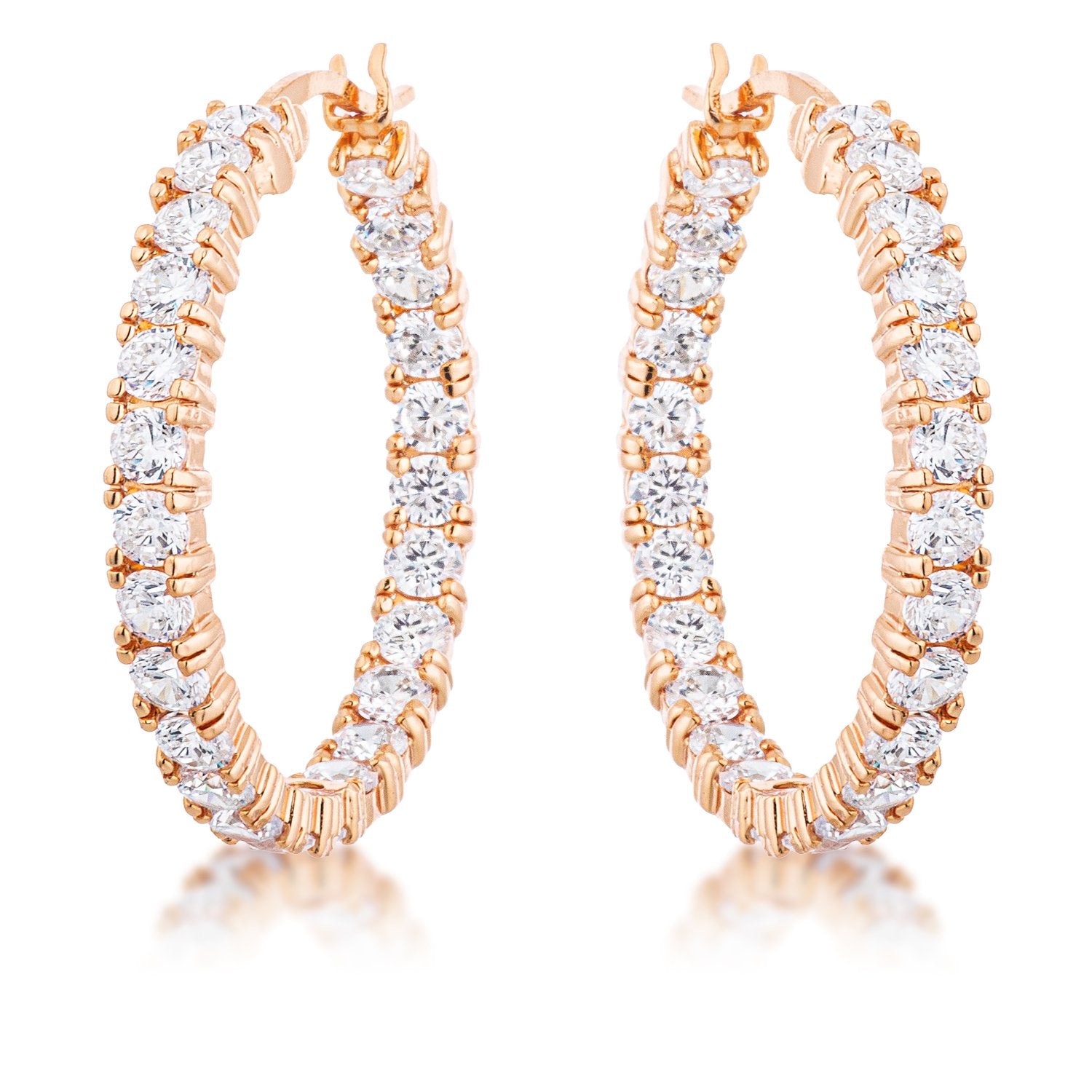 Rose Gold Plated CZ Hoop Earrings - Charming Charlie