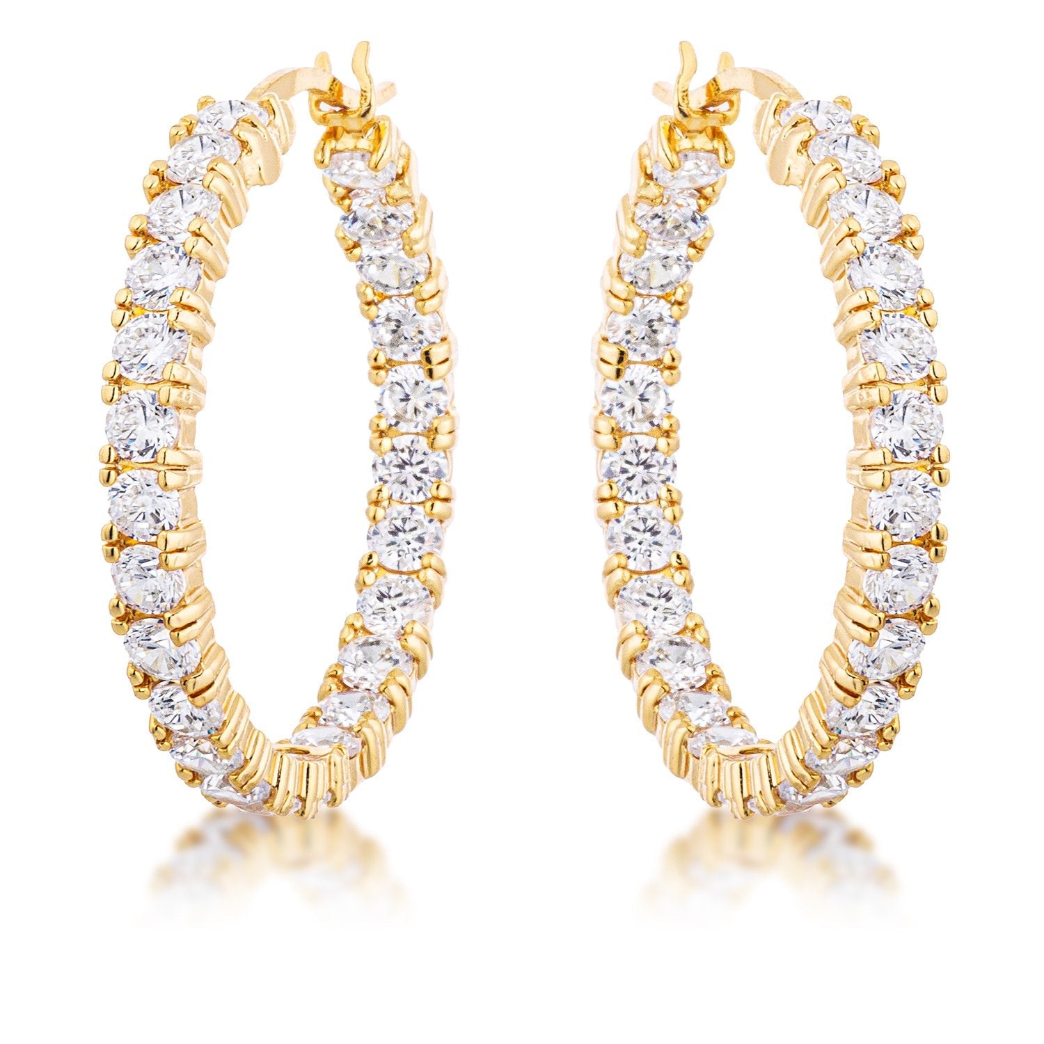 18k Gold Plated Eternity Hoop Earrings - Charming Charlie