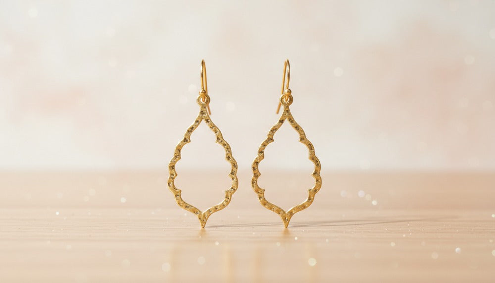 Gold Laser Cut Drop Earrings - Charming Charlie