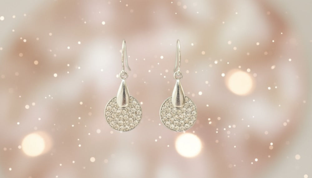 Silver Tear Drop Earrings with Gem Stones - Charming Charlie